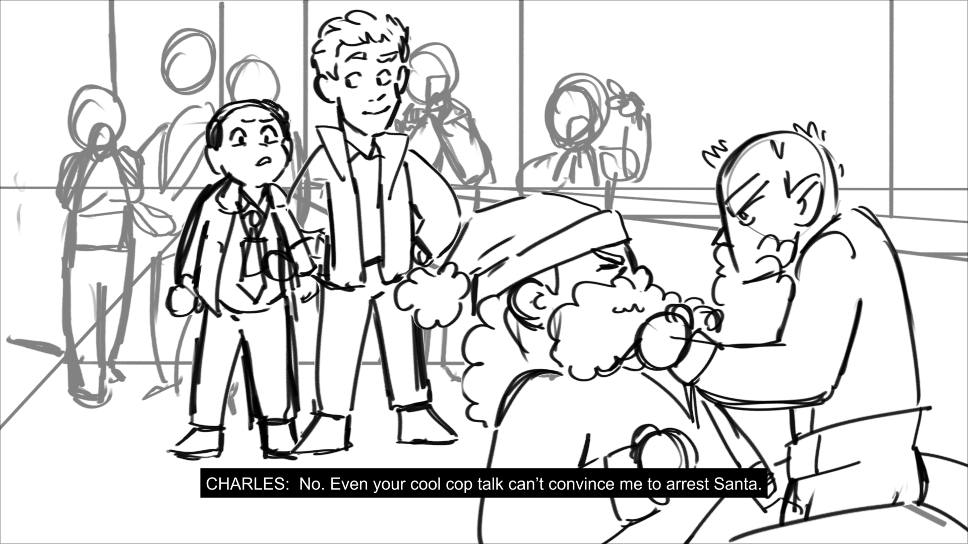 Based off of the cold open script from Brooklyn 99 Season 1 episode 11 "Christmas"