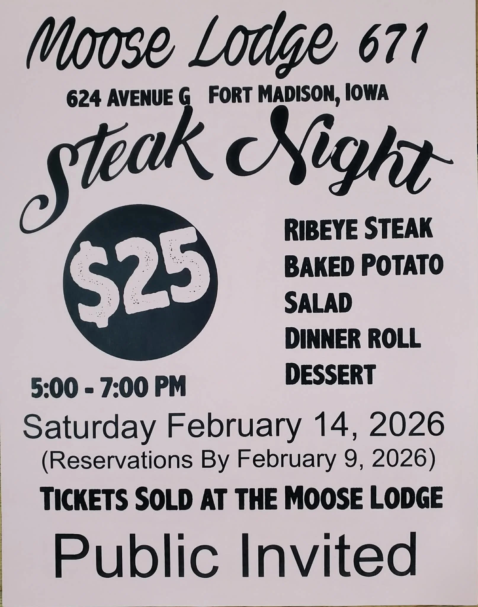 Steak Night at the Moose Lodge