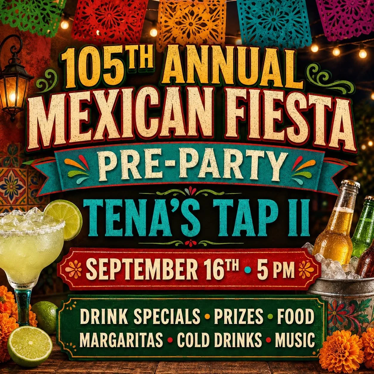 Mexican Fiesta Pre-Party at Tena’s  Tap