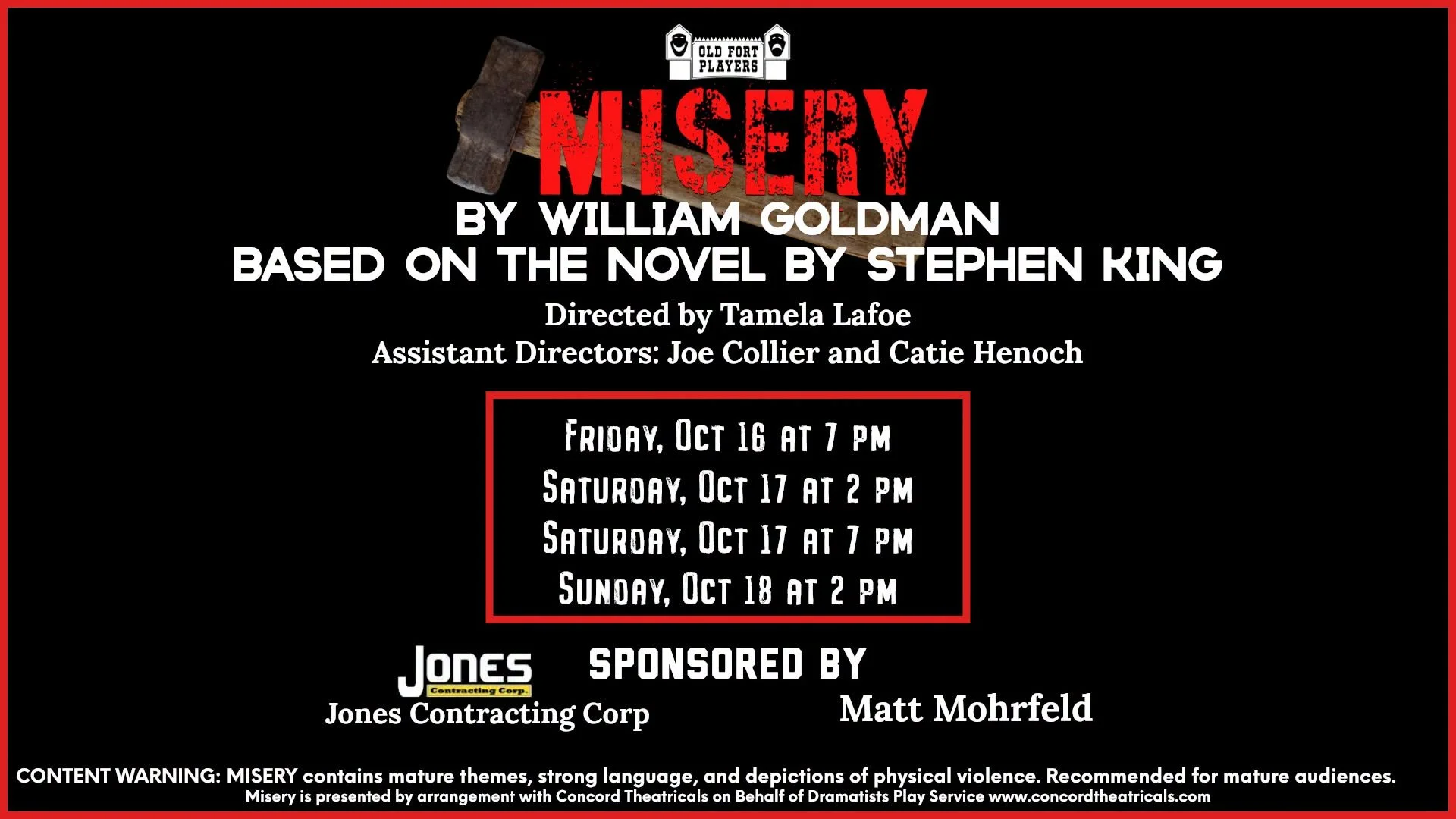 Old Fort Players presents "Misery"