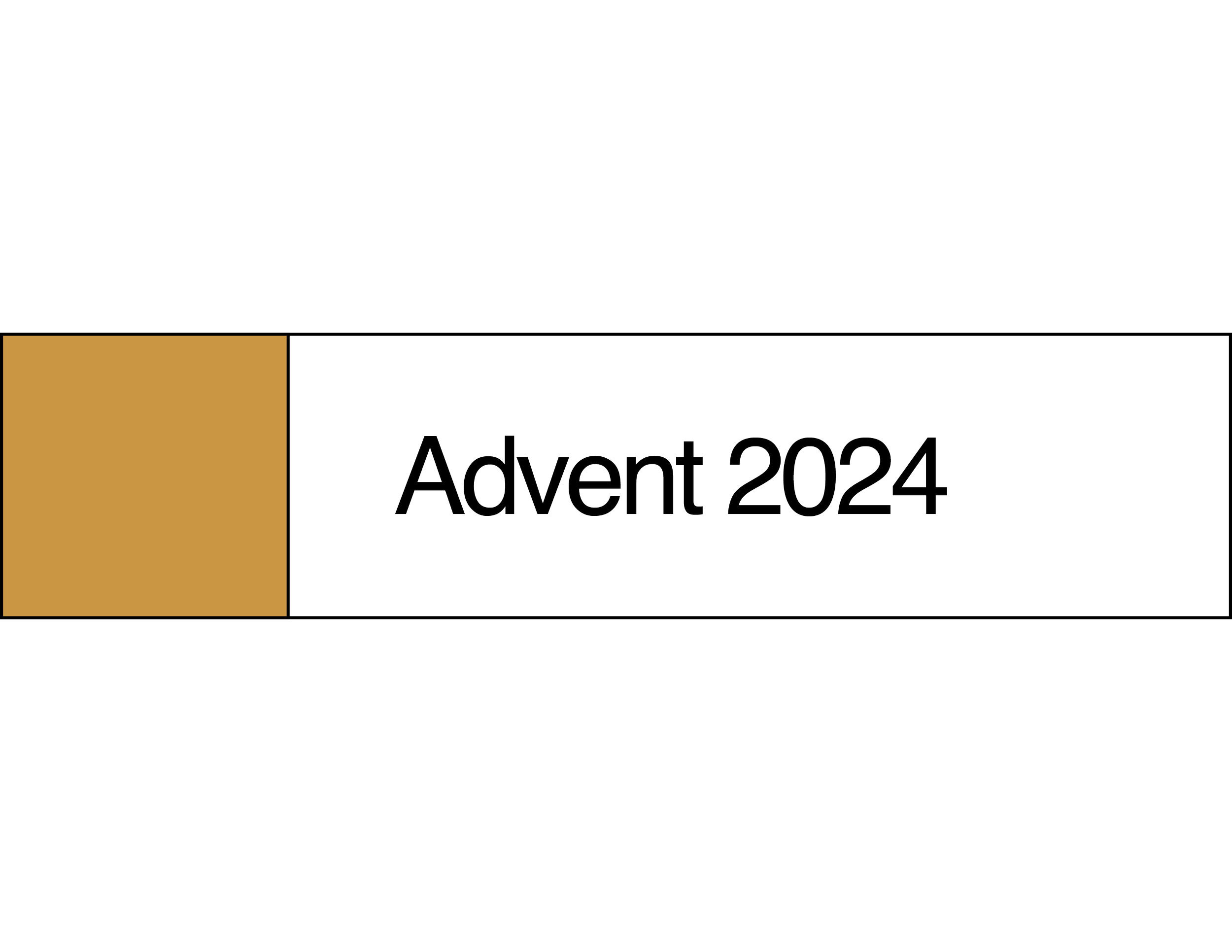 A black graphic design featuring the text "Advancement 2024" with a gold square on the left side.