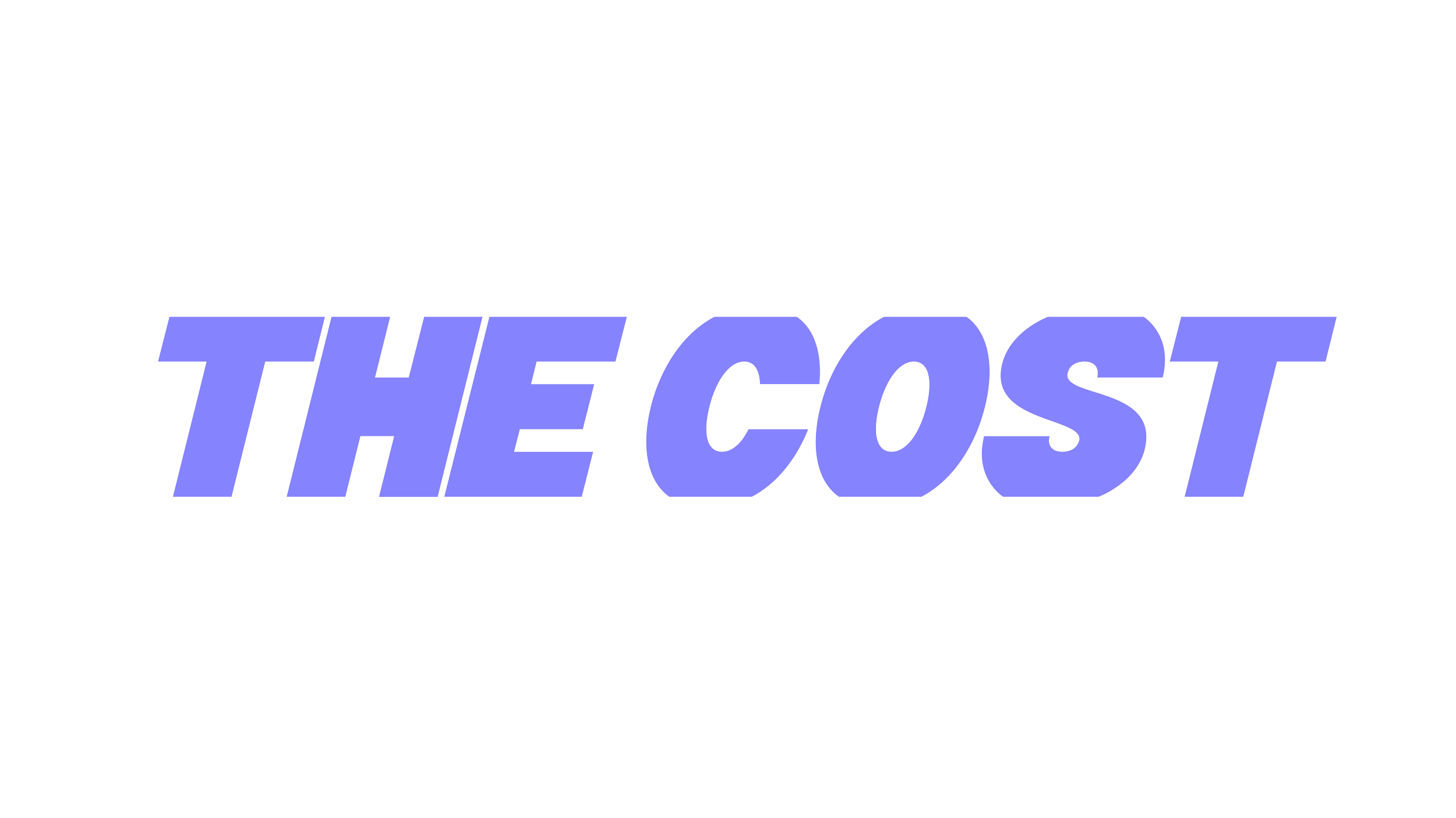 The phrase "THE COST" written in bold, violet letters on a black background.