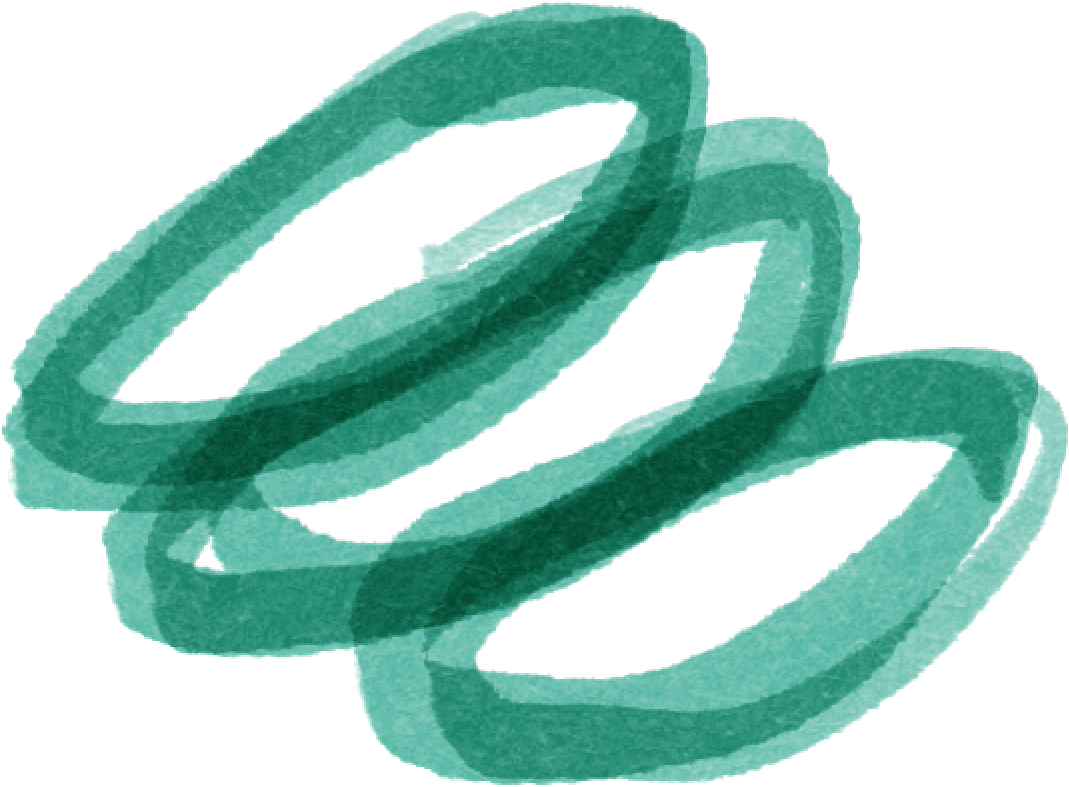 Abstract digital drawing with teal background and dark teal lines forming spiral and curved shapes.