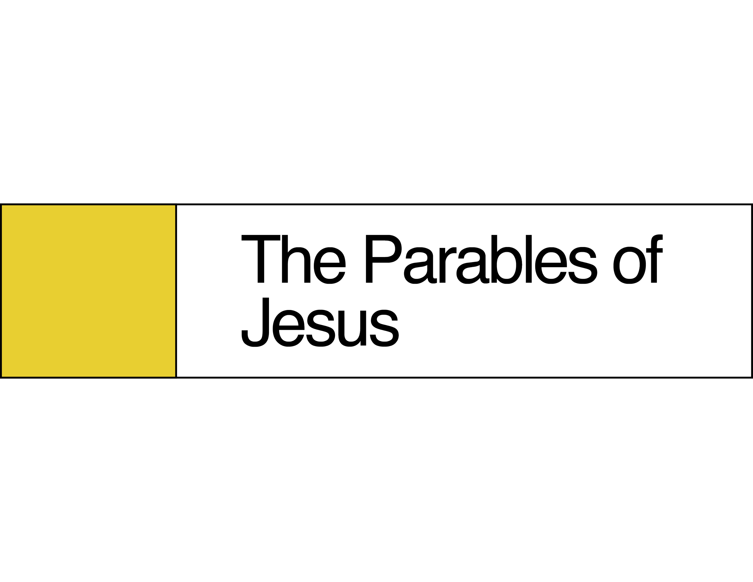 Book cover titled "The Parables of Jesus" with a yellow rectangle and black background