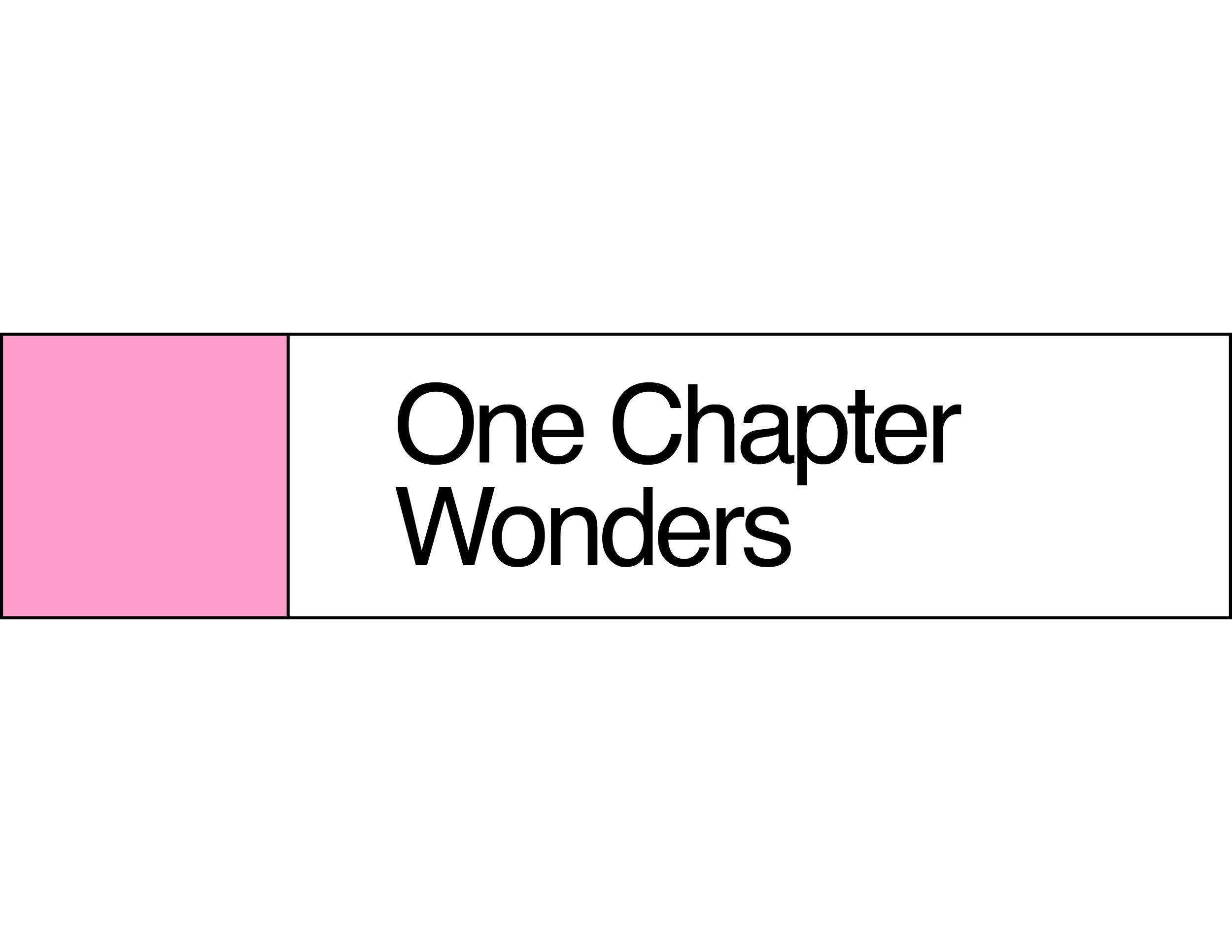 Book cover titled 'One Chapter Wonders' with a pink and black design.
