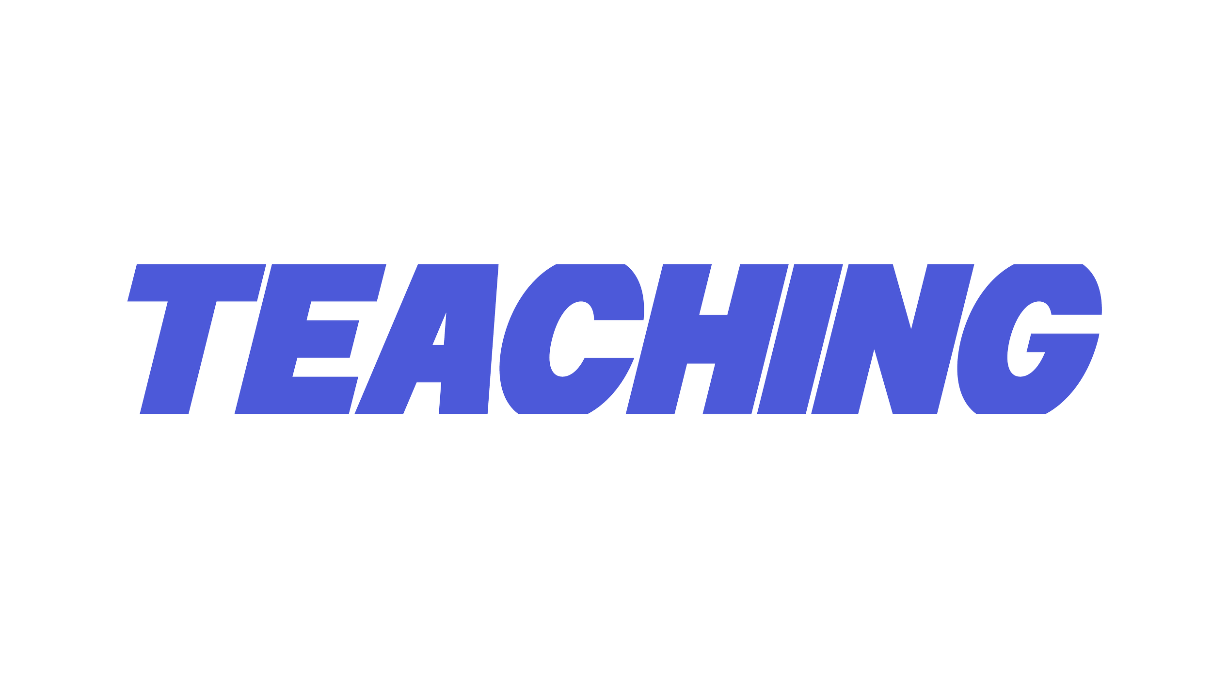 The word 'TEACHING' in bold blue letters on a black background.