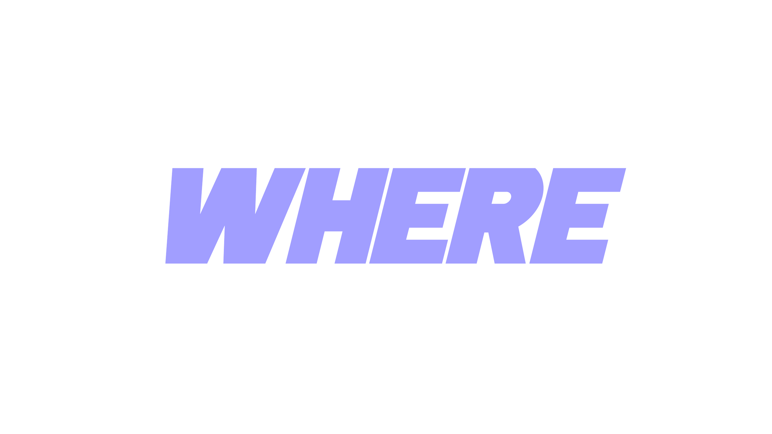 Logo with a simple design and the word 'WHERE' written in bold lavender letters.