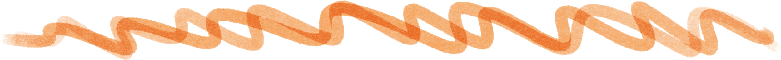 Orange squiggly paint stroke on a white background.