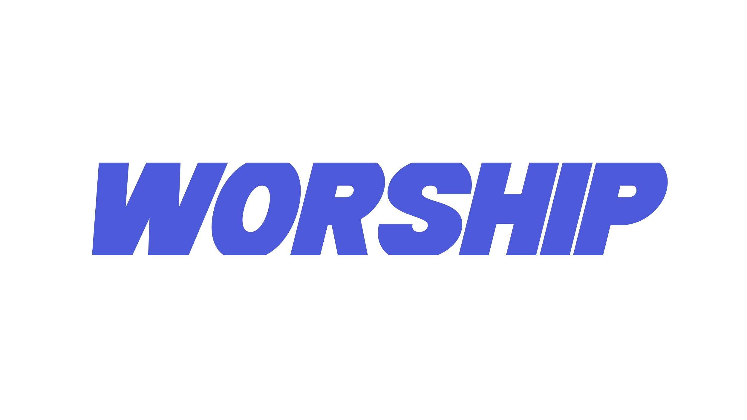The word 'WORSHIP' in bold blue capital letters.