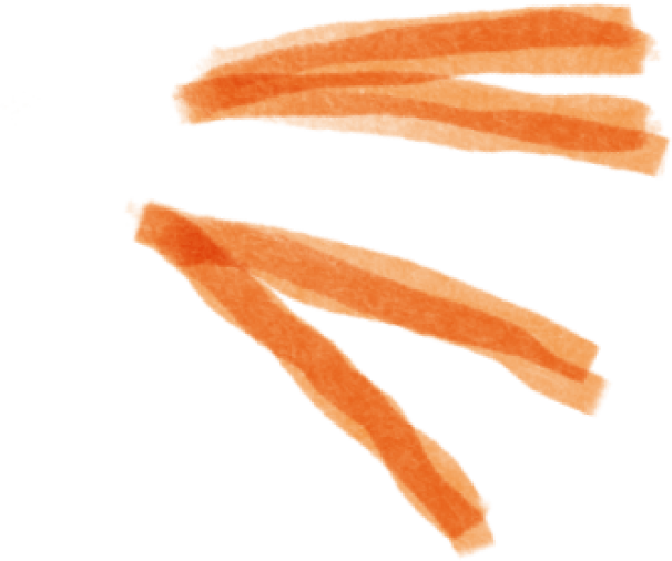 Abstract drawing with orange and brown brush strokes.