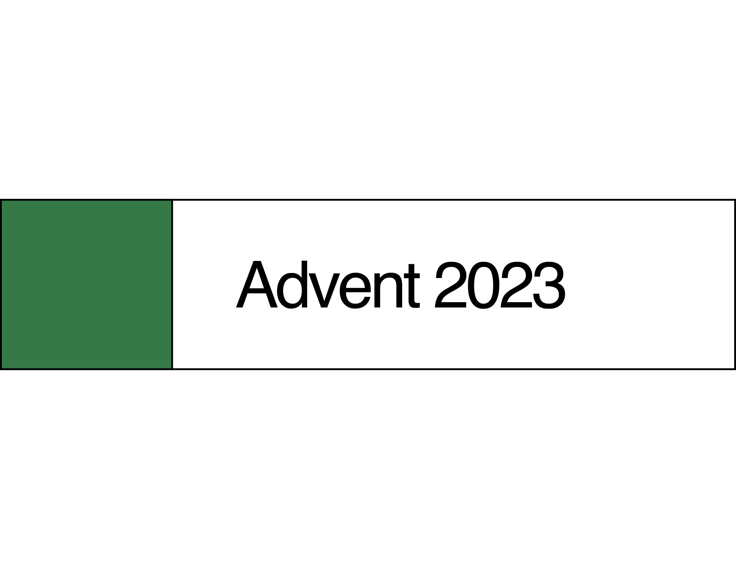 The cover of a publication titled 'Advent 2023' with a green rectangle on the left and black background.