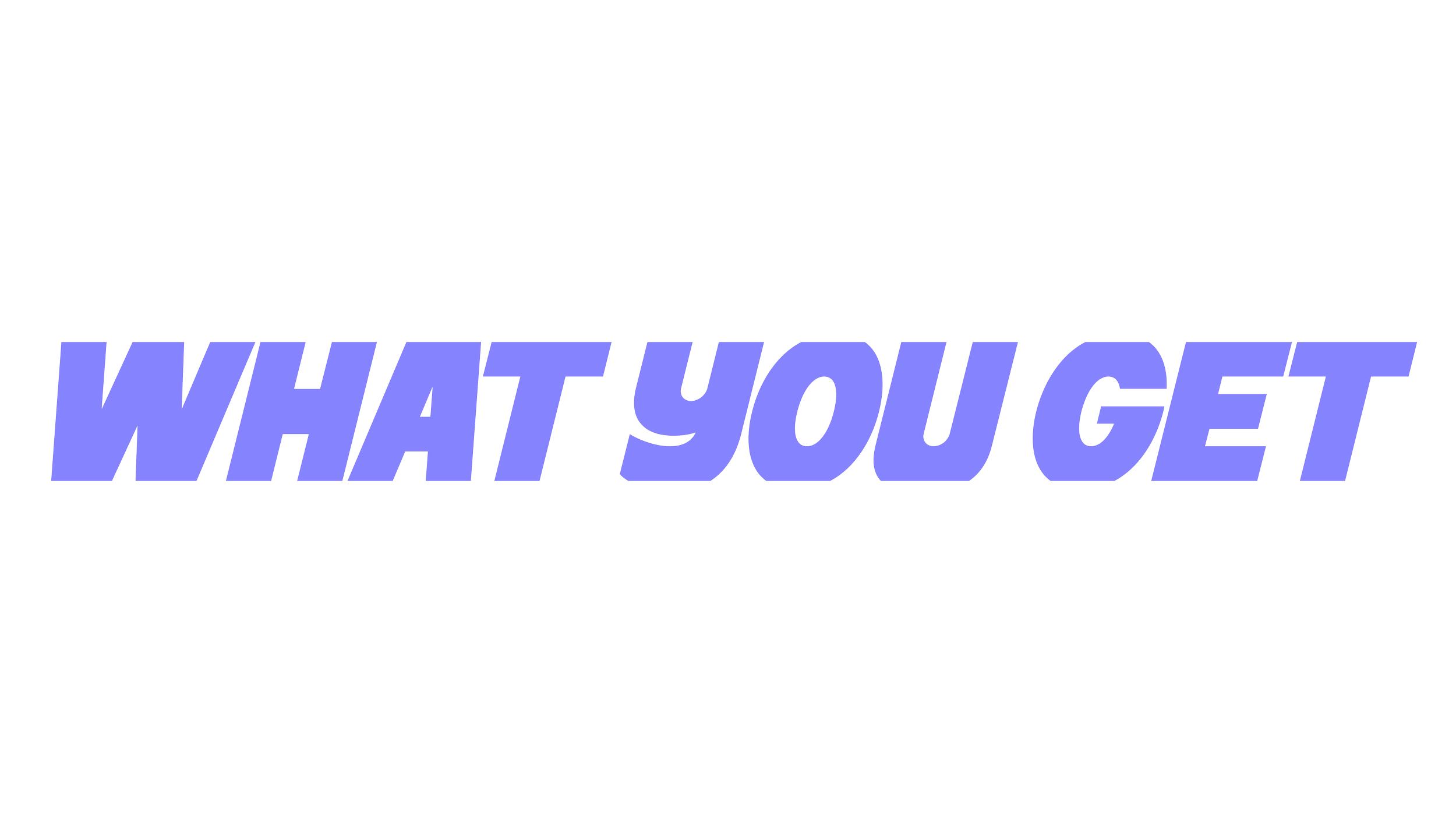Bold purple text saying 'WHAT YOU GET' on a black background.