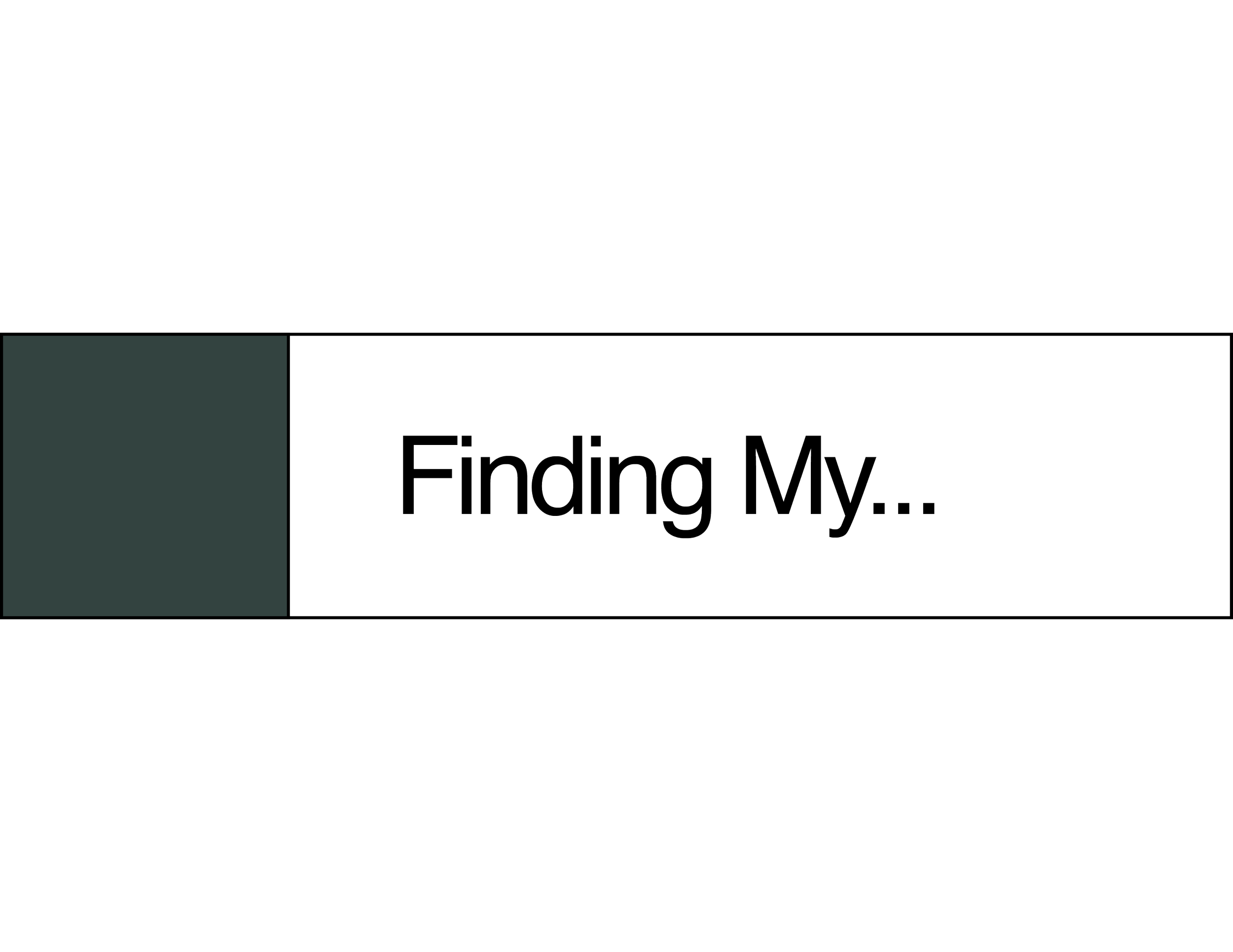 A desktop screen displays a webpage with a dark background, a green sidebar, and the text 'Finding My...' in large, light-colored font.