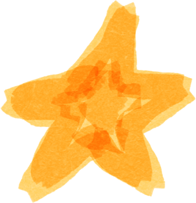 An orange star with multiple overlapping layers on a yellow background.