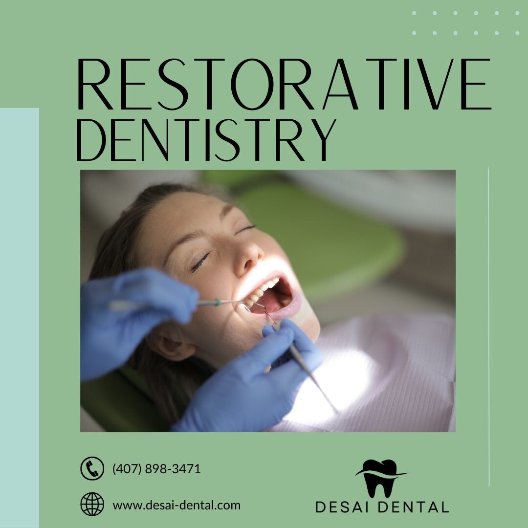 Curious about Restorative Dentistry? 🤔 We offer restorative solutions to bring back your smile's natural beauty. From crowns to fillings, we've got you covered. Schedule your consultation today! We're looking forward to hearing from you!

#DesaiDent