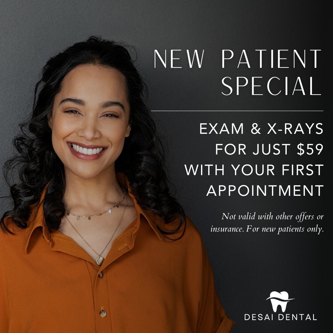 Welcome to the Desai family! 🌟 New patient special alert! Experience personalized care and join us on your path to a healthier, happier smile. We can't wait to meet you! 😊🦷 

New to Desai Dental? Claim your special offer and schedule your first ap