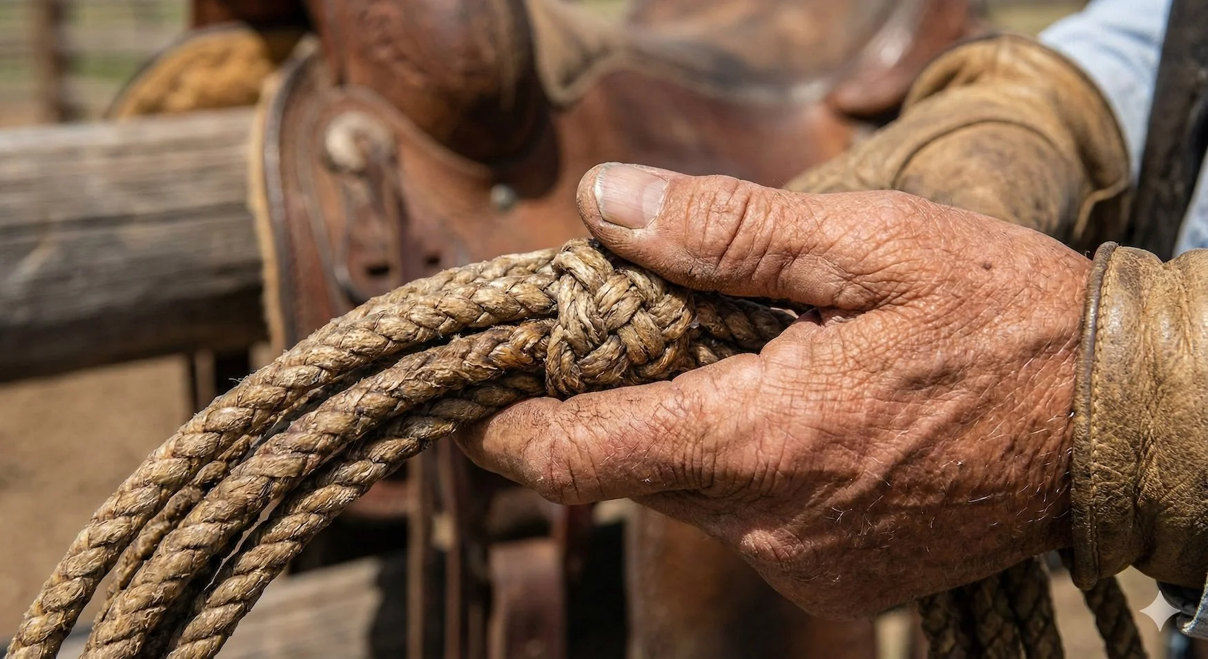 Cowbpy holding reata.