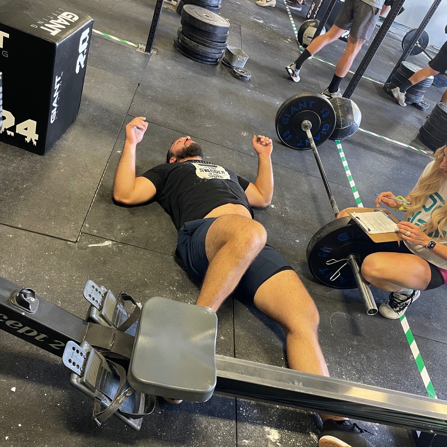 Actually, if you look closely, you can see @coltontrcic's soul leaving his body... 1K sprint on a rower is a great way to rep the It's Not Swagger I'm Just Sore tee!