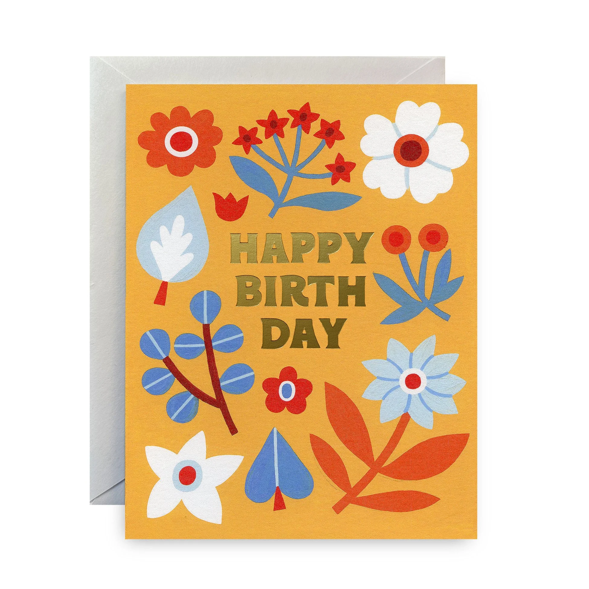 Yellow Floral Birthday Card