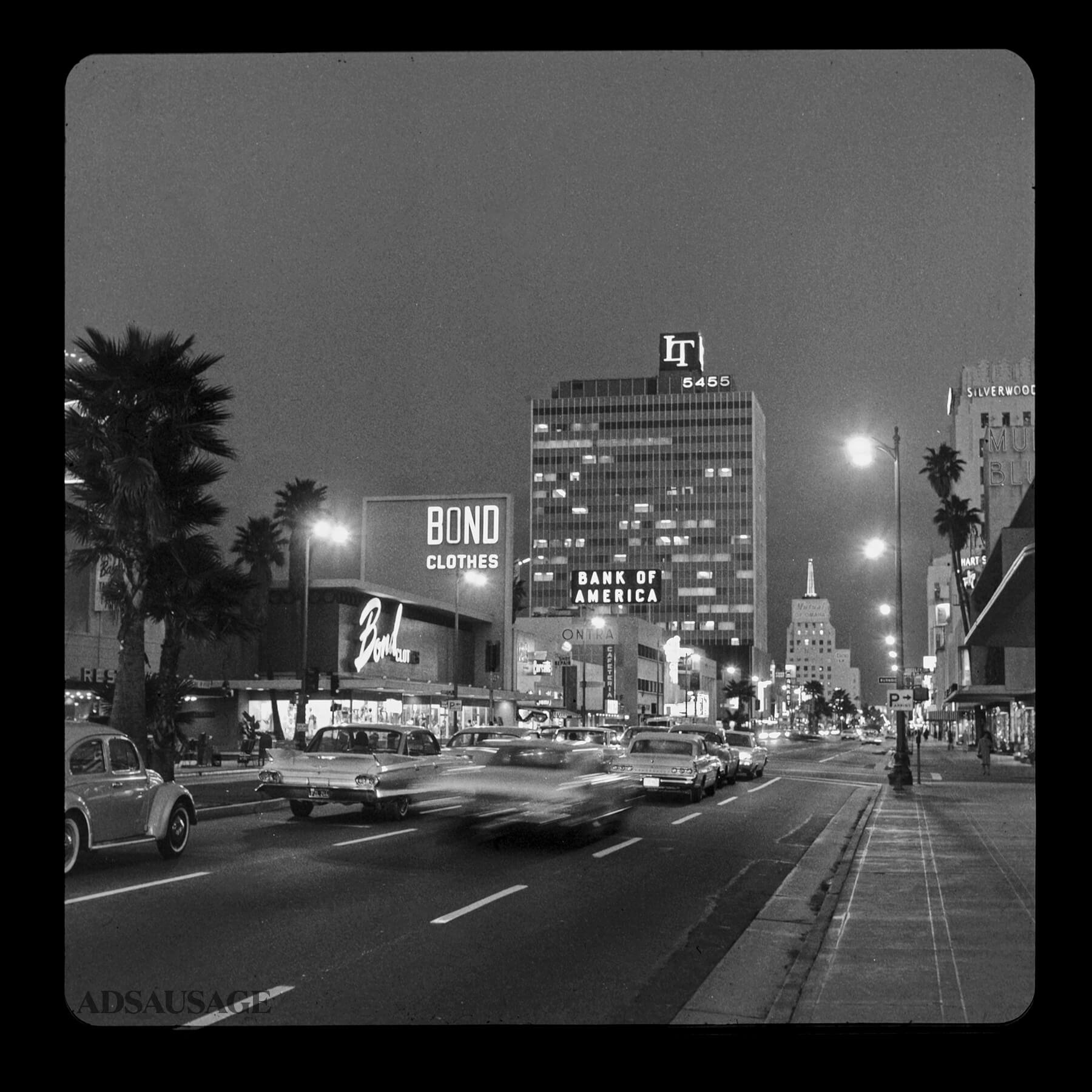 Vintage 35mm slide of Wilshire Blvd in the Miracle Mile.