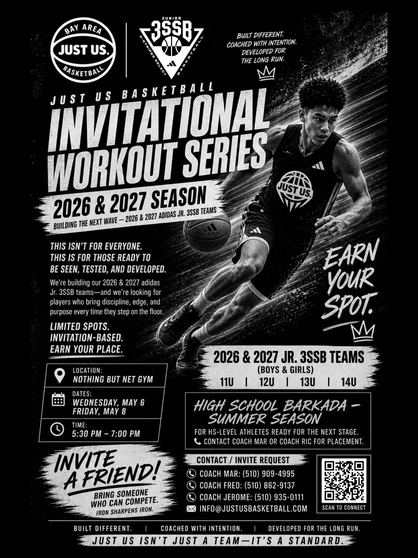 JUST US BASKETBALL
INVITATIONAL WORKOUT SERIES
Building the Next Wave &mdash; 2026/2027 adidas Jr. 3SSB Teams

This isn&rsquo;t for everyone.
This is for those ready to be seen, tested, and developed.

We&rsquo;re building our 2026-2027 adidas Jr. 3S