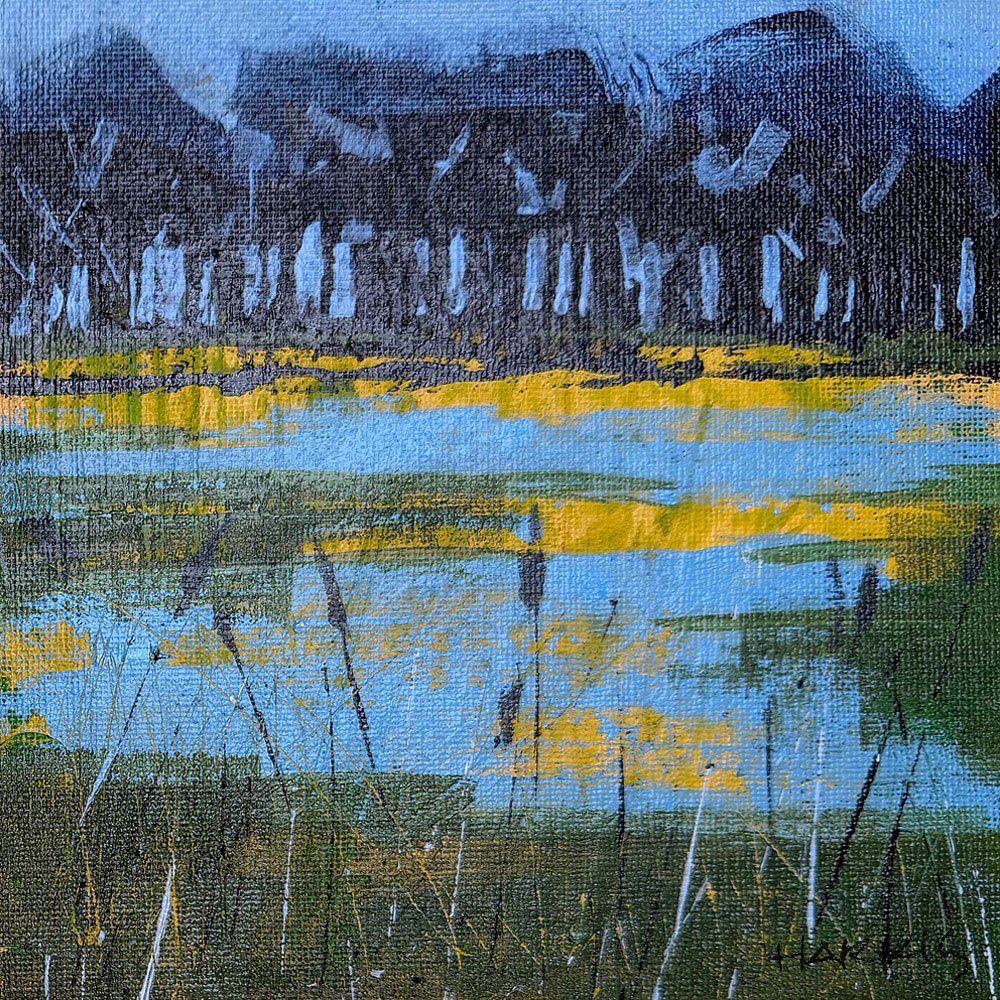 Colorful Trees & Pond | Acrylic on Canvas Panel