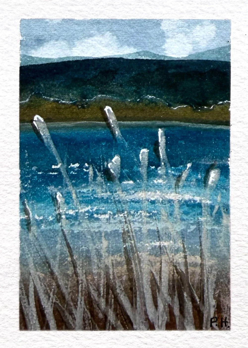 View of Distant Shore | Mini Abstract Landscape | Mixed Media on Paper