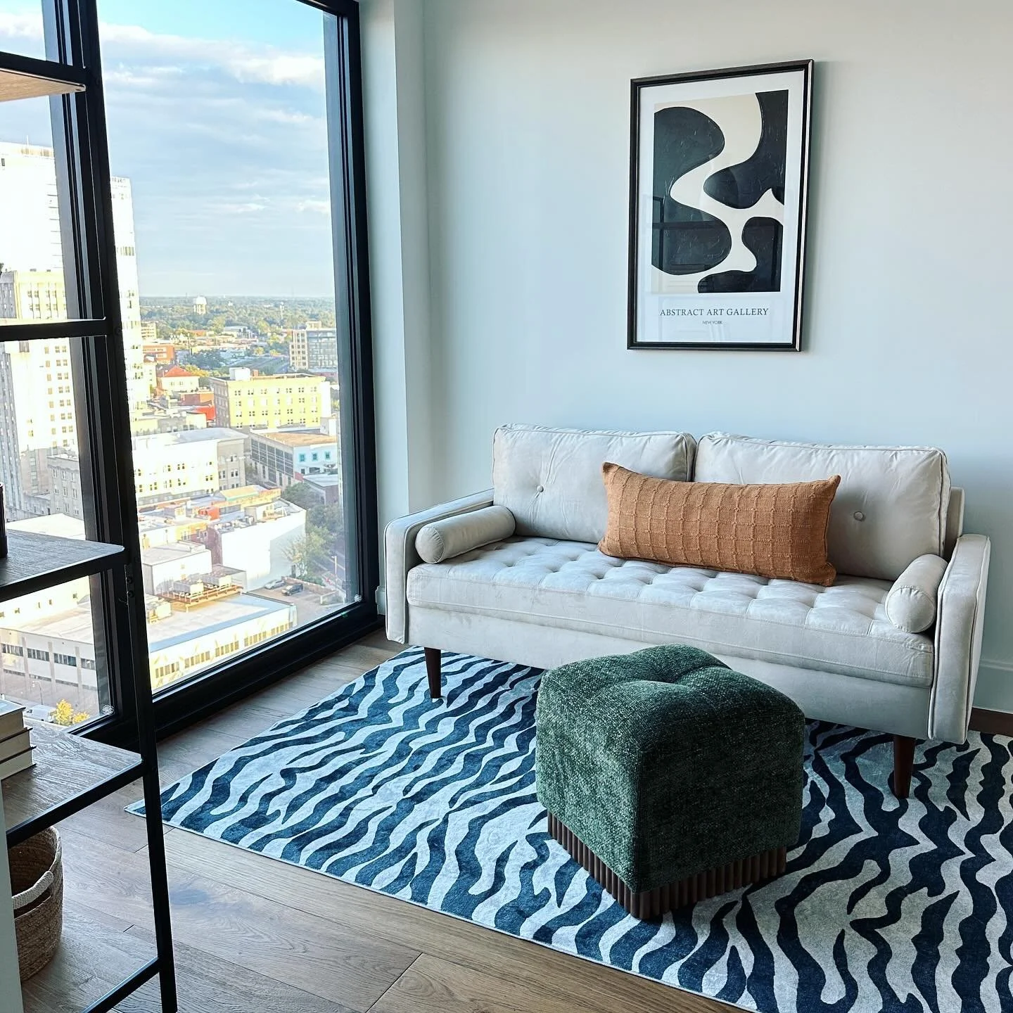 Fun patterns and colors and an excellent view!

#downtowndurham #interiorstyling #interiorstylist #stylist #homestaging #interiordesign #downtowndurhamliving