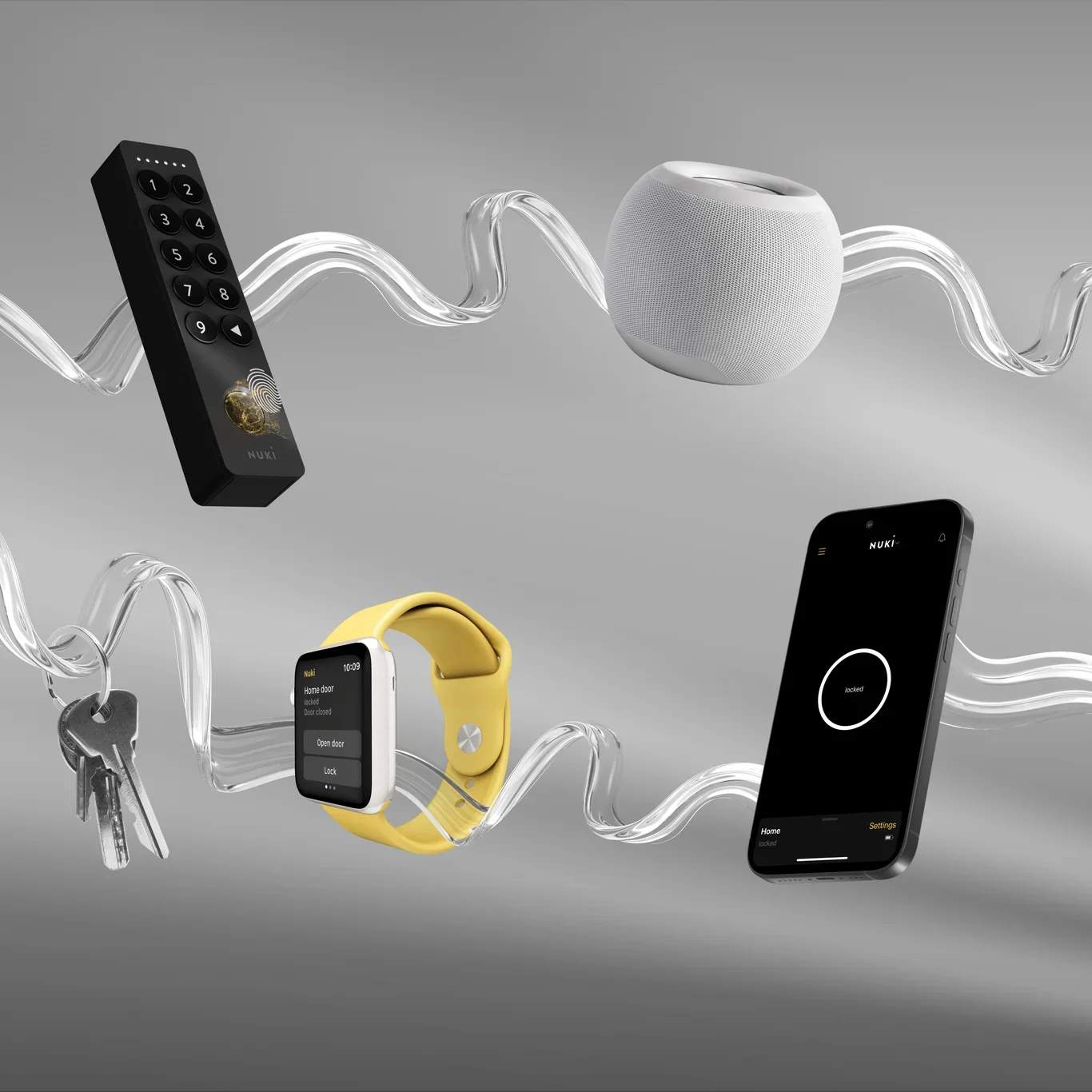 NUKI home security with keypad 2 and other accessories