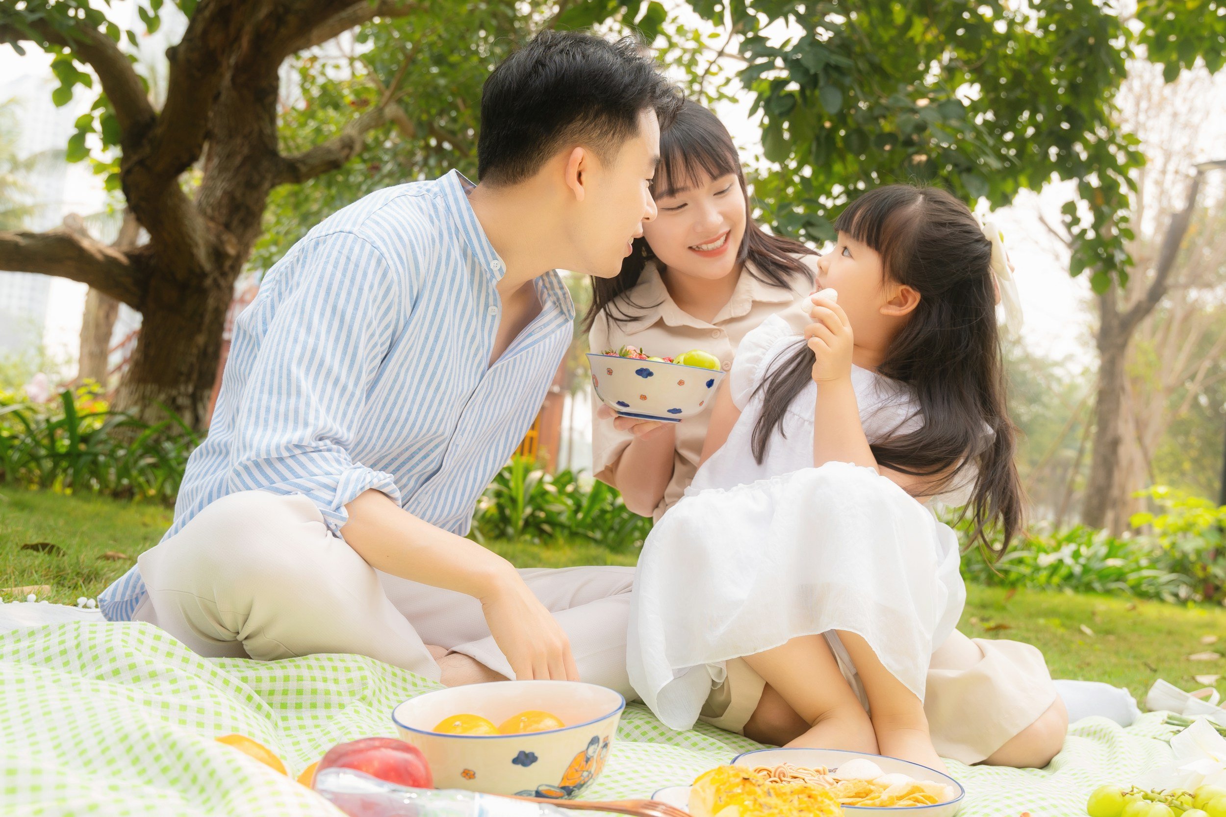 Young Asian Family, Mom, Dad and daughter