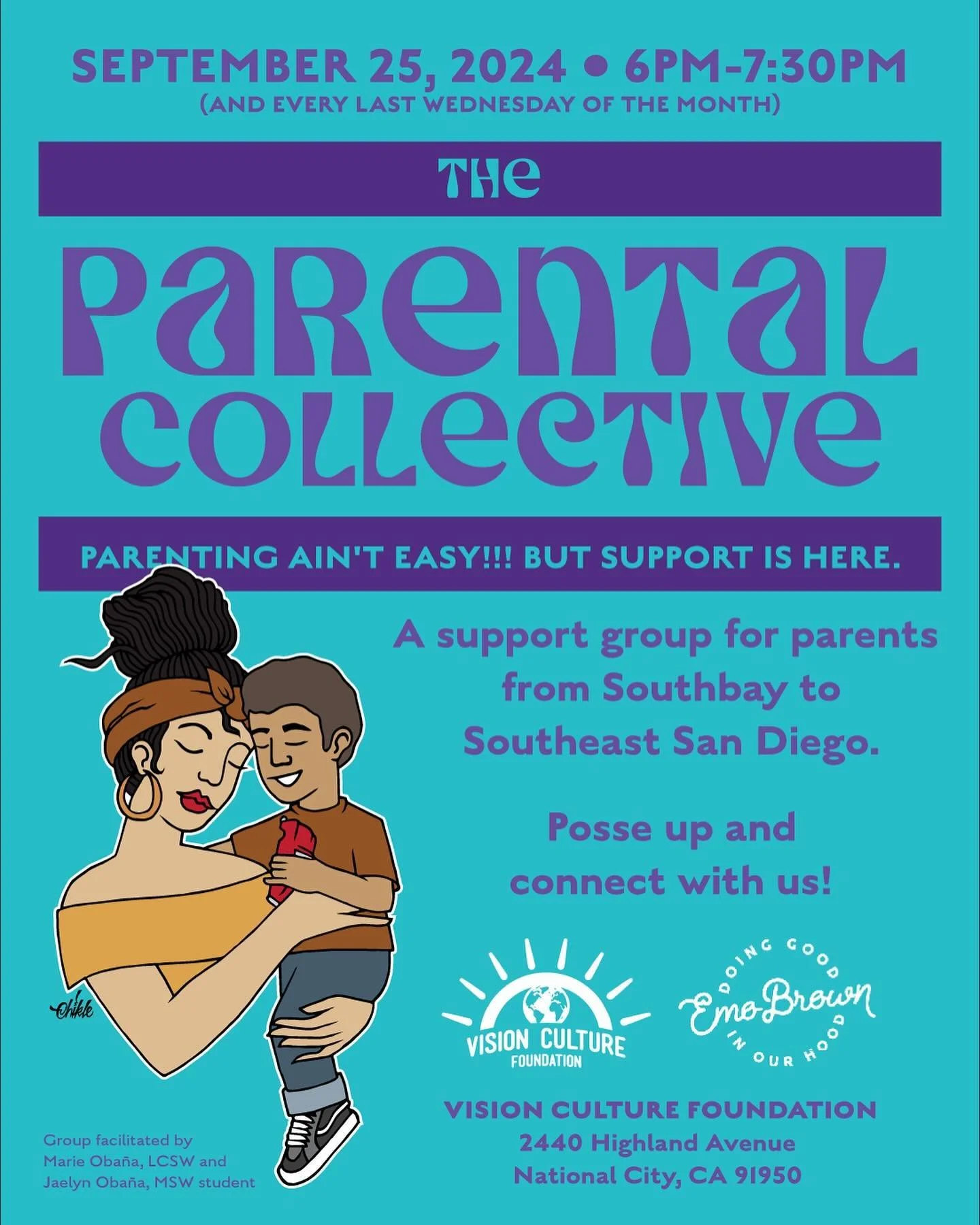 Please join us: WEDNESDAY, SEPTEMBER 25, 2024 @ 6pm for ✨THE PARENTAL COLLECTIVE✨a support group for parents from Southbay to Southeast San Diego.

This is a safe, supportive and inclusive space for parenting people! We discuss the stressors, challen