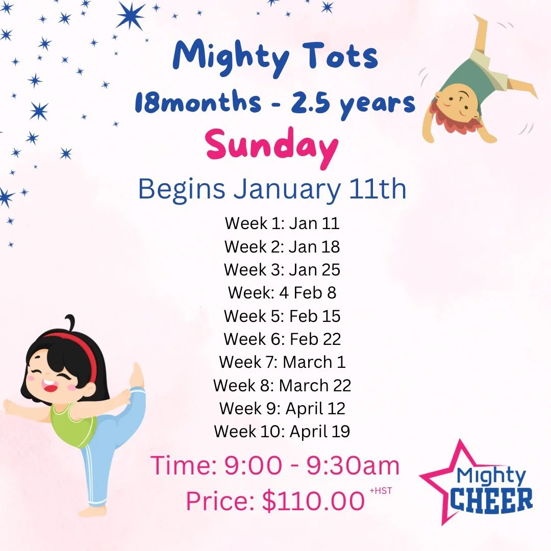 MIGHTY TOTS CHEER - AGES 18 MONTHS - 2.5 YEARS SUNDAY 9:00-9:30