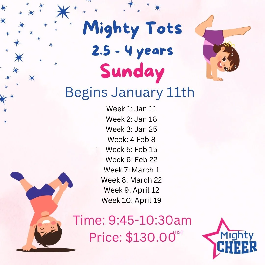 MIGHTY TOTS CHEER - AGES 2.5-4 YEARS SUNDAY 9:44-10:30