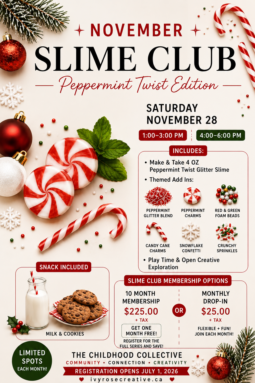 NOVEMBER 28 SLIME CLUB 1:00-3:00 1 CHILD