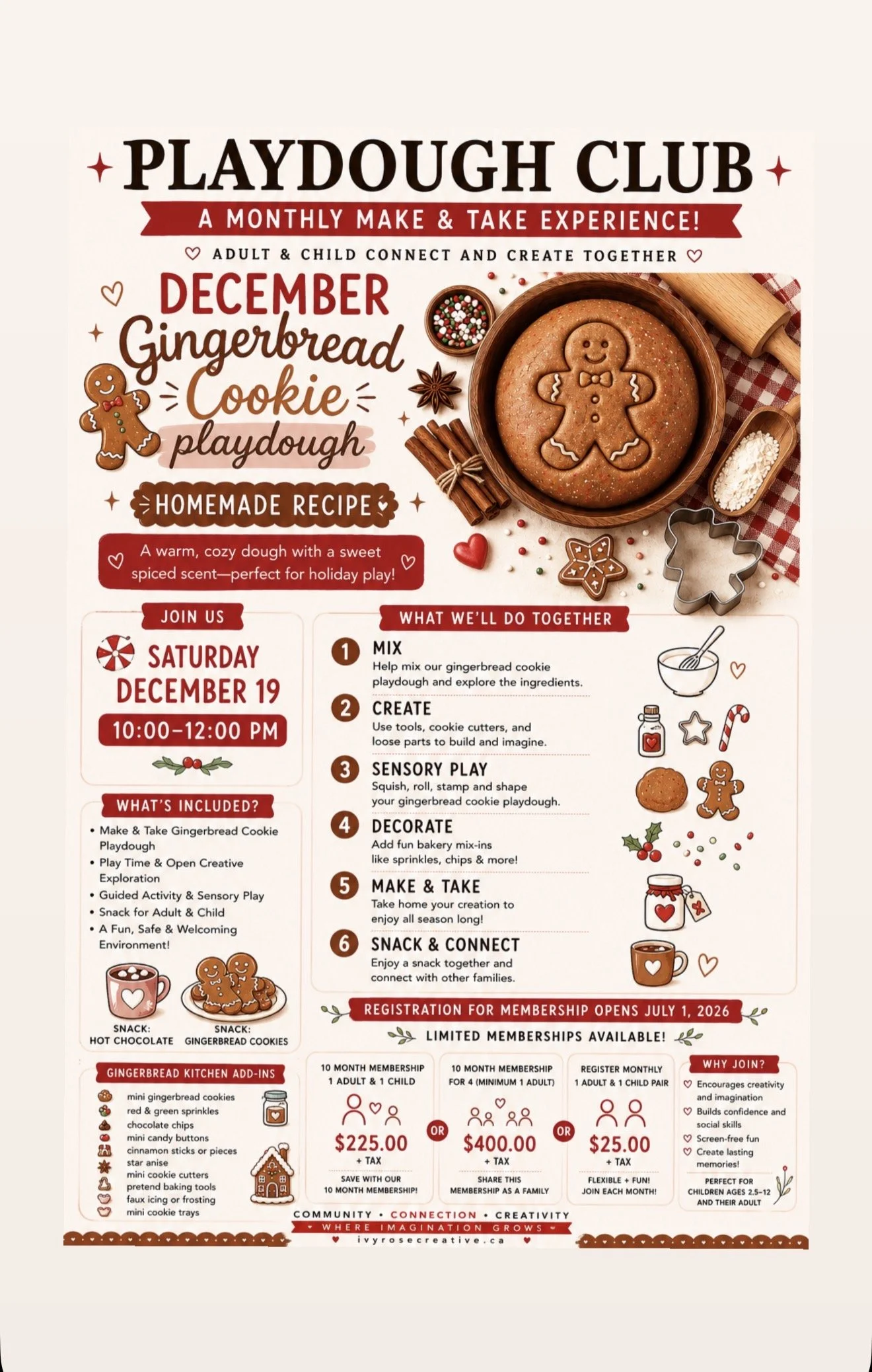 PLAYDOUGH CLUB DECEMBER 19 2026 10:00-12:00 1 ADULT + 1 CHILD