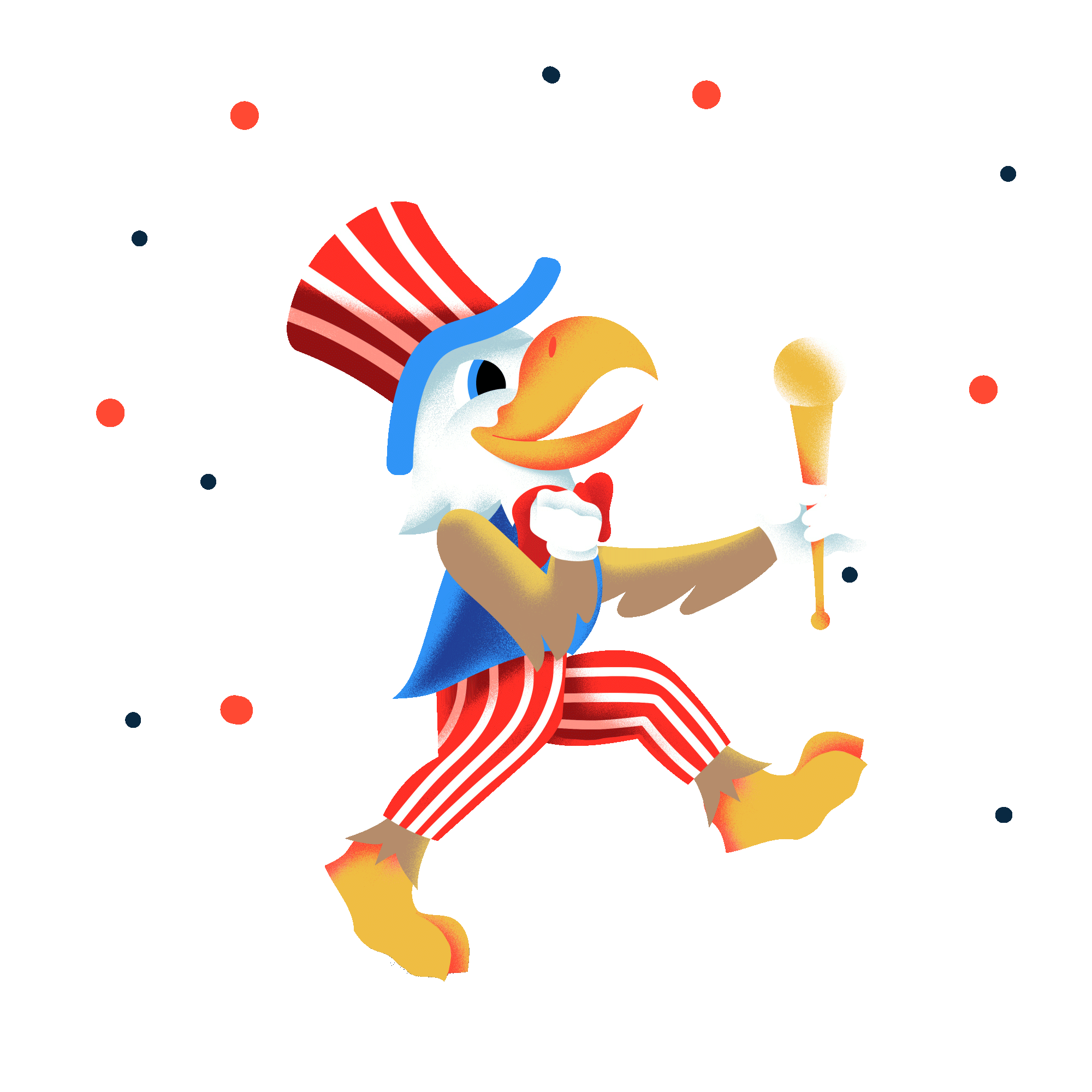 marching uncle sam eagle leading a parade
