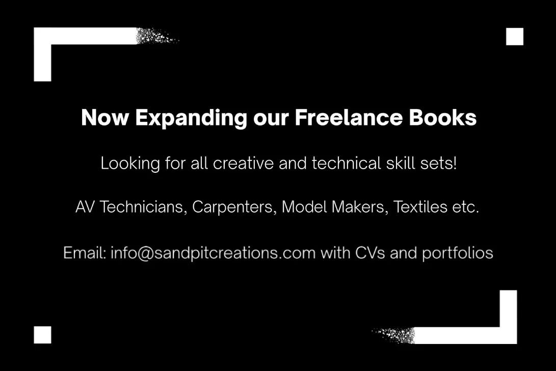 Team Sandpit is getting bigger!

We are looking ahead to a busy 2024 and we're looking to expanded our freelance books in all departments. All technical and creative skills welcome. 

Send CVs and portfolios to info@sandpitcreations.com

See You in T