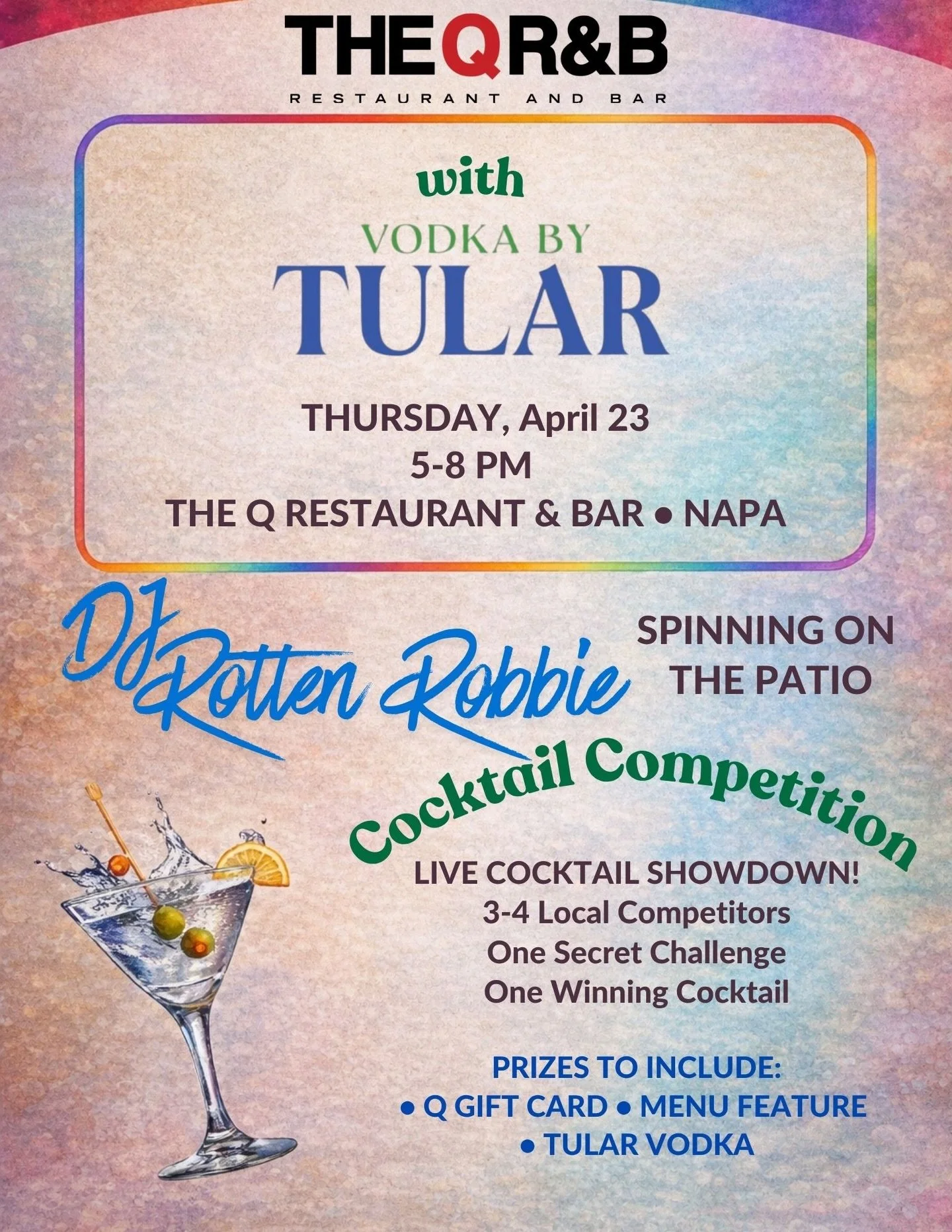 Something exciting is coming to The Q&hellip; 🍸

Join us Thursday, April 23 | 5&ndash;8 PM for a special evening featuring @vodka_by_tular &mdash; a California-made, sustainable vodka that&rsquo;s making waves.

We&rsquo;re hosting a live cocktail s