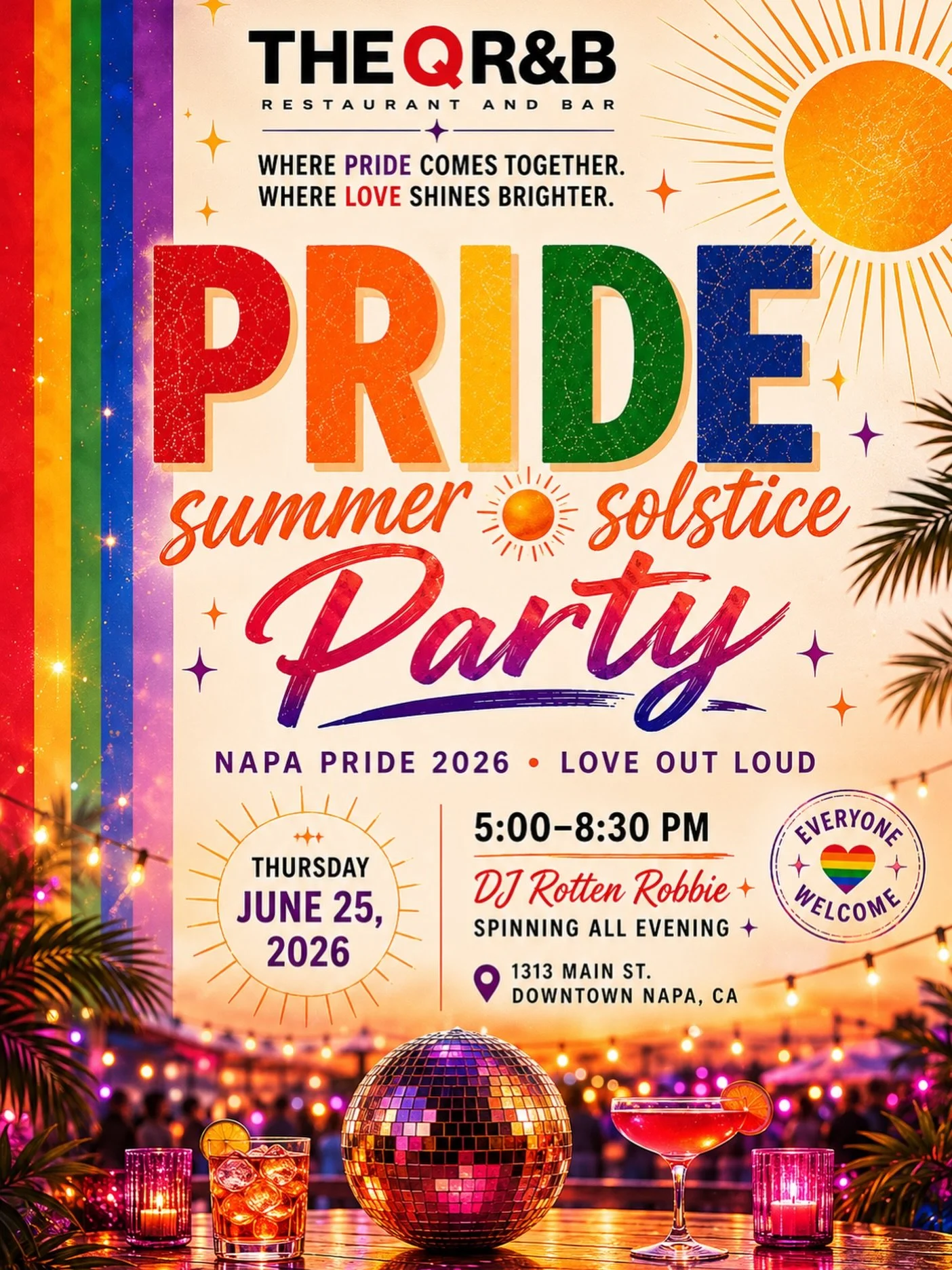 🌈 Pride Month is here!

We&rsquo;re looking forward to celebrating all the amazing events, people, and businesses that make Napa Pride such a special time of year.

After you&rsquo;ve enjoyed everything Pride has to offer, join us on June 25th for o