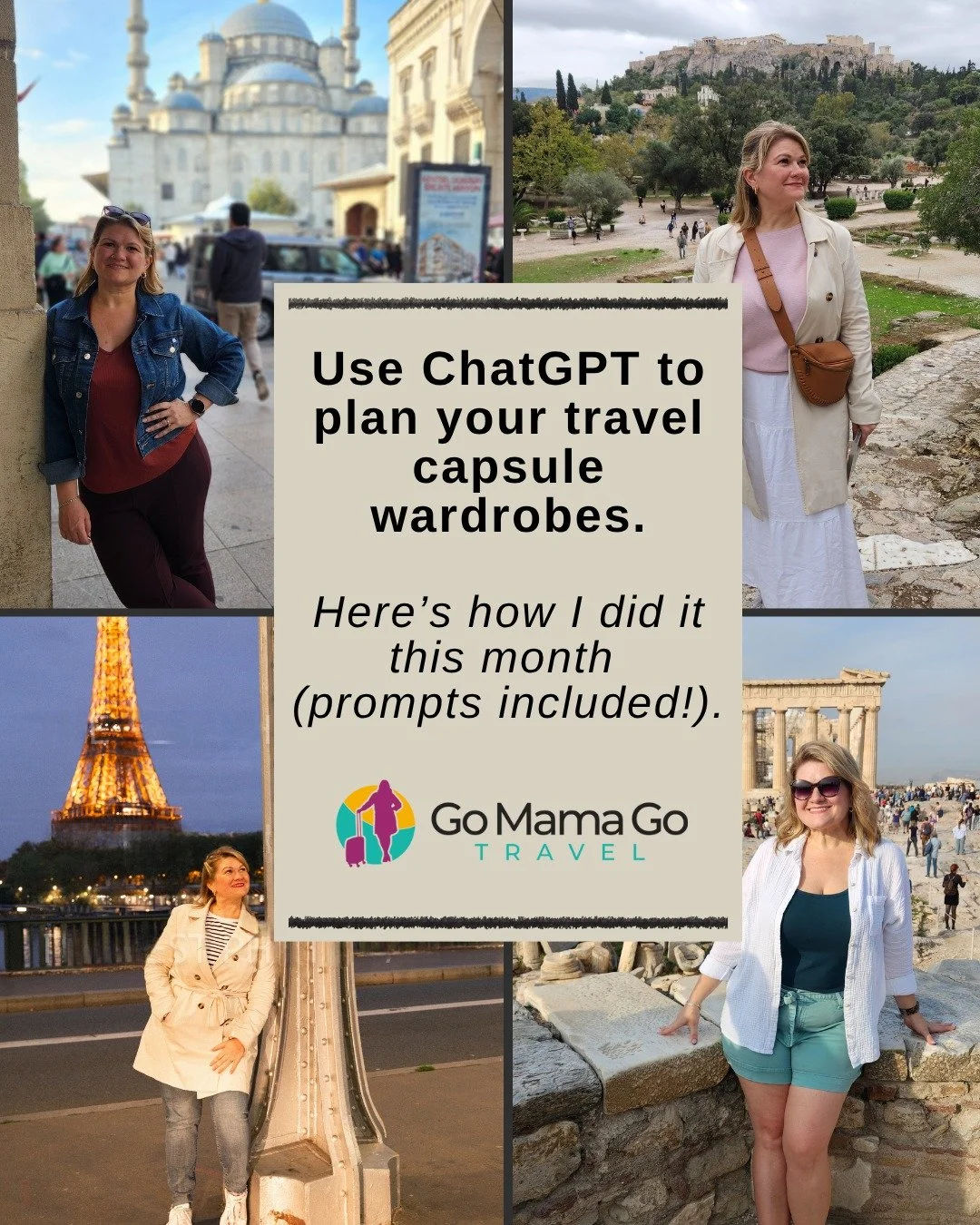ZERO packing stress thanks to ChatGPT? Yes, girl. ✨
This month, I traveled to Paris, Athens and Istanbul and used ChatGPT as my personal stylist. No regrets.
I share my itinerary, color palette, and what’s in my closet — and it builds m
