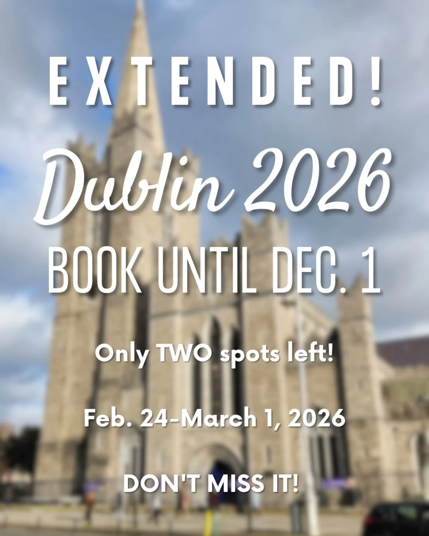 I want to fill this trip! It's gonna be so good, Mamas. 🇮🇪 

I've extended the booking deadline to Dec. 1 for our book lovers' trip to Dublin, Ireland! 

There are only TWO spots left on this moms-only escape to the Emerald Isle, where we'll go on 