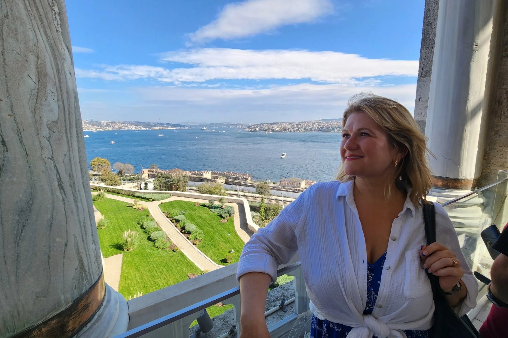 Balcony overlooking the Bosphorous at the Topkapi Palace in Istanbul, Turkey