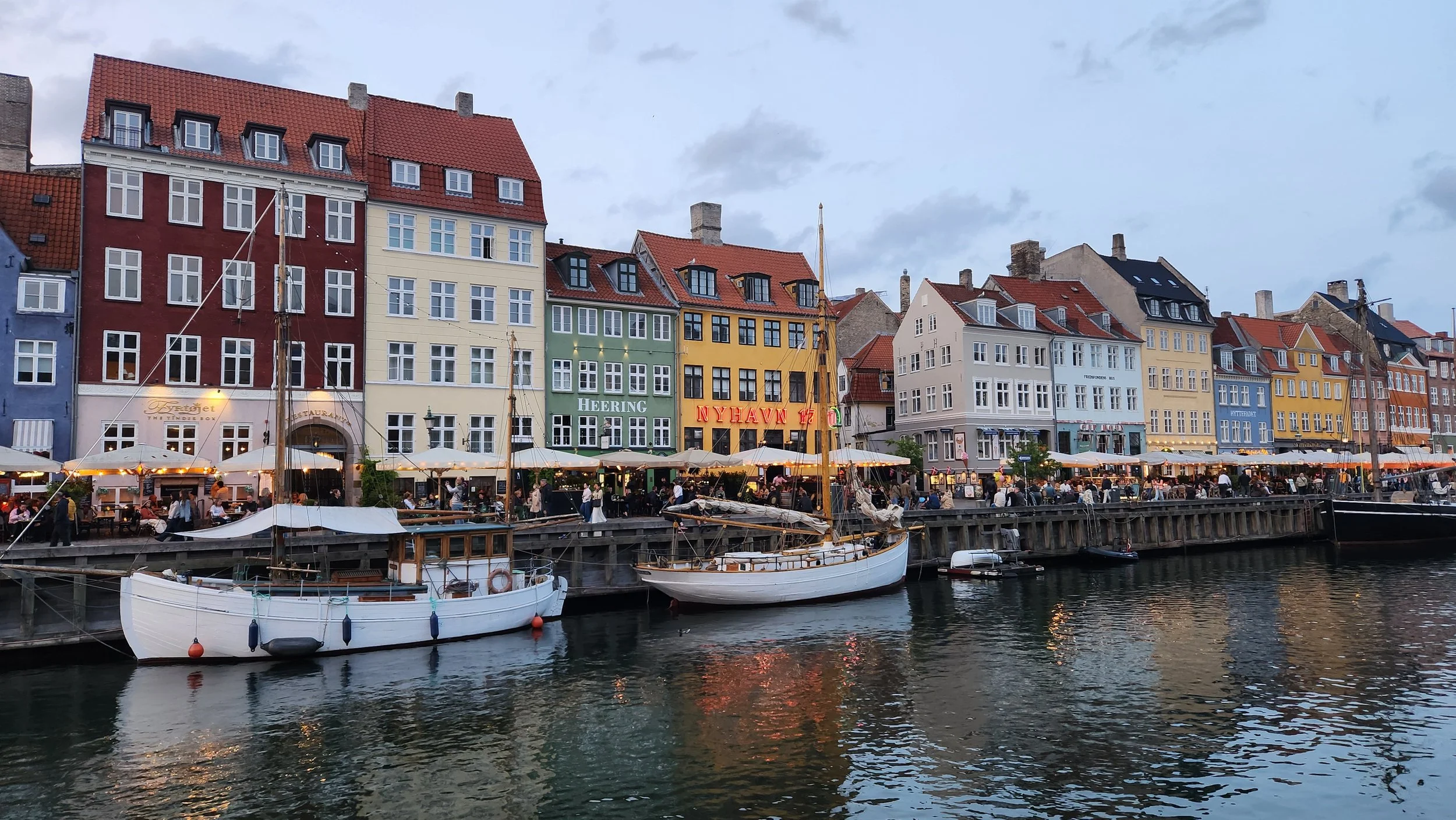 The iconic canal houses of Nyhavn in Copenhagen, Denmark