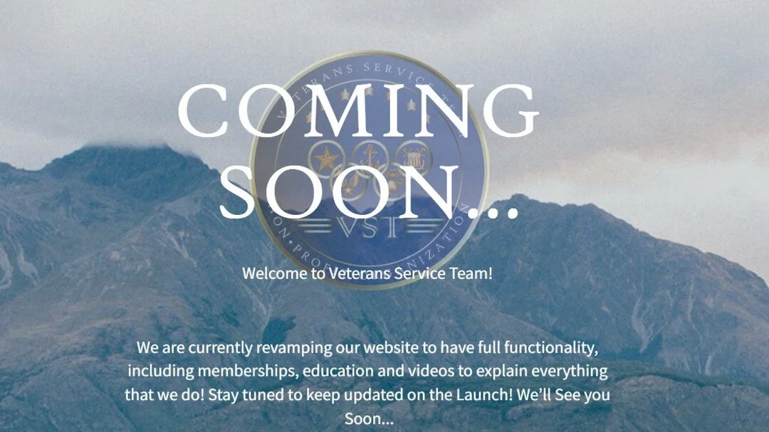 Welcome to Veterans Service Team! We are currently revamping our website to have full functionality, including memberships, education and videos to explain everything that we do! Stay tuned to keep updated on the Launch! Contact coo@vst.org for any i