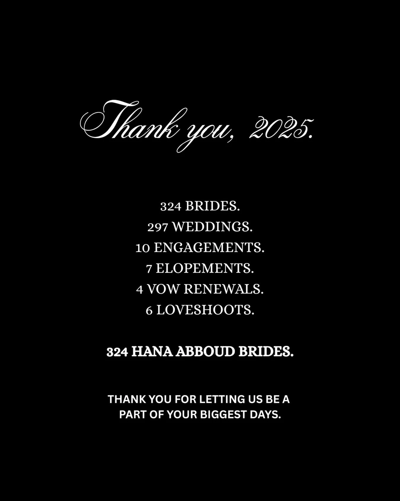 2025 was our biggest year yet- from out of town brides to hundreds of custom-made gowns, we couldn&rsquo;t be more honored or grateful to be a part of your milestones. 2026 brides, we&rsquo;re ready for you. 🤍👰🏻&zwj;♀️