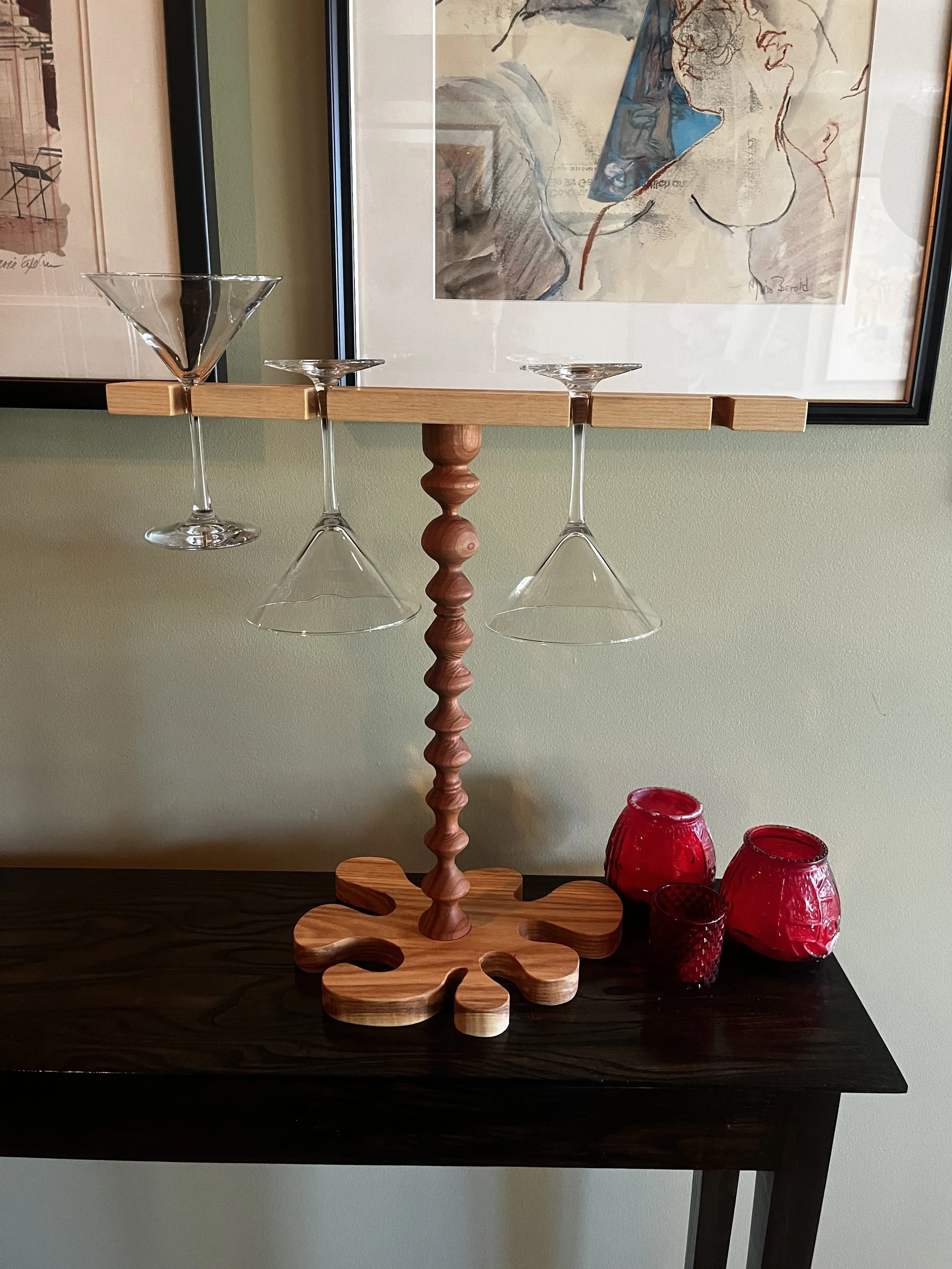 Martini Glass Holder: Ash, Mahogany 