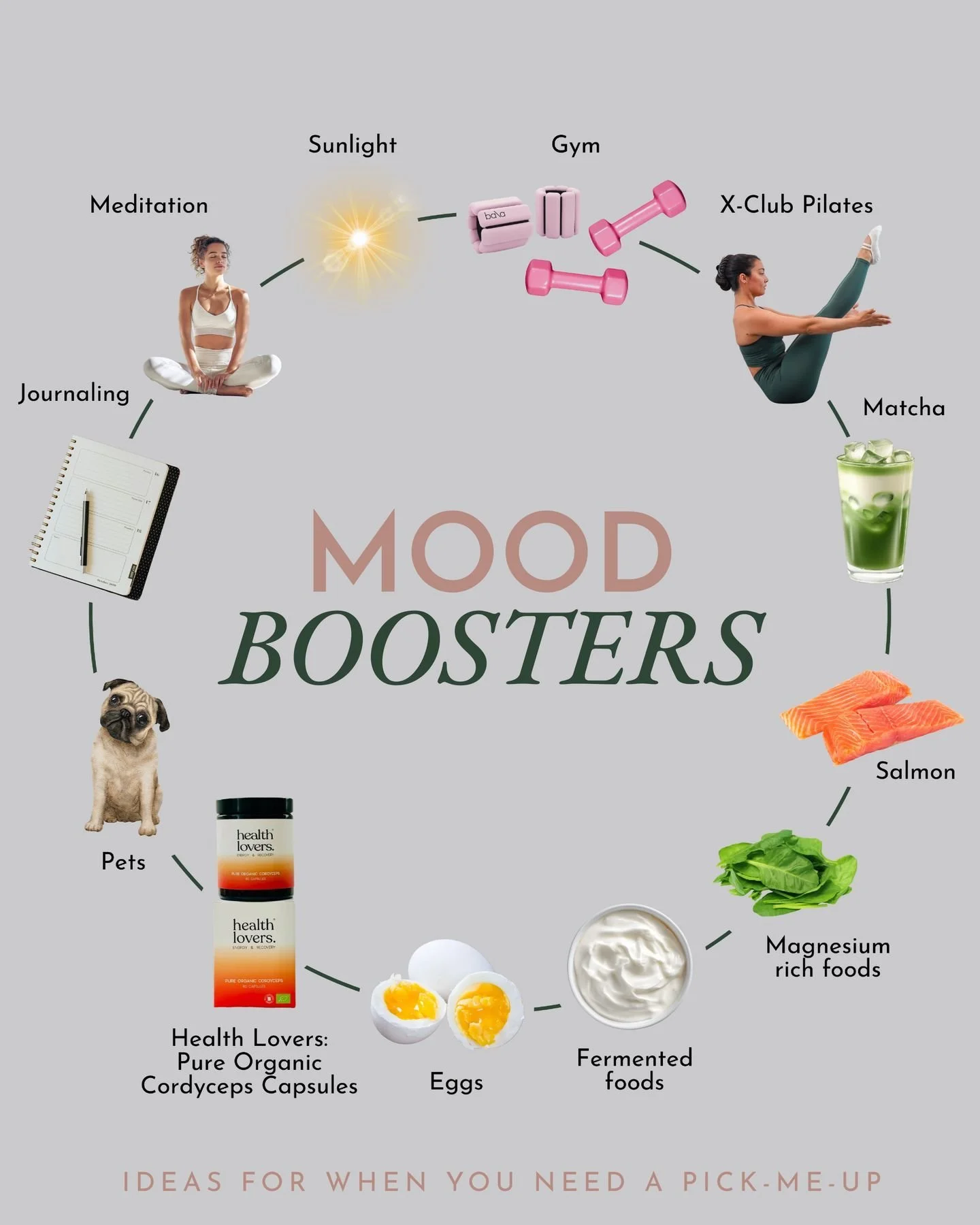 Your mood is shaped by your habits:

✨ Protein &amp; healthy fats
✨ Gut-loving foods
✨ Movement &amp; sunlight
✨ Mindfulness &amp; journaling
✨ Community &amp; cuddles
 
Season changes can feel heavy, so give yourself more softness, more slow morning
