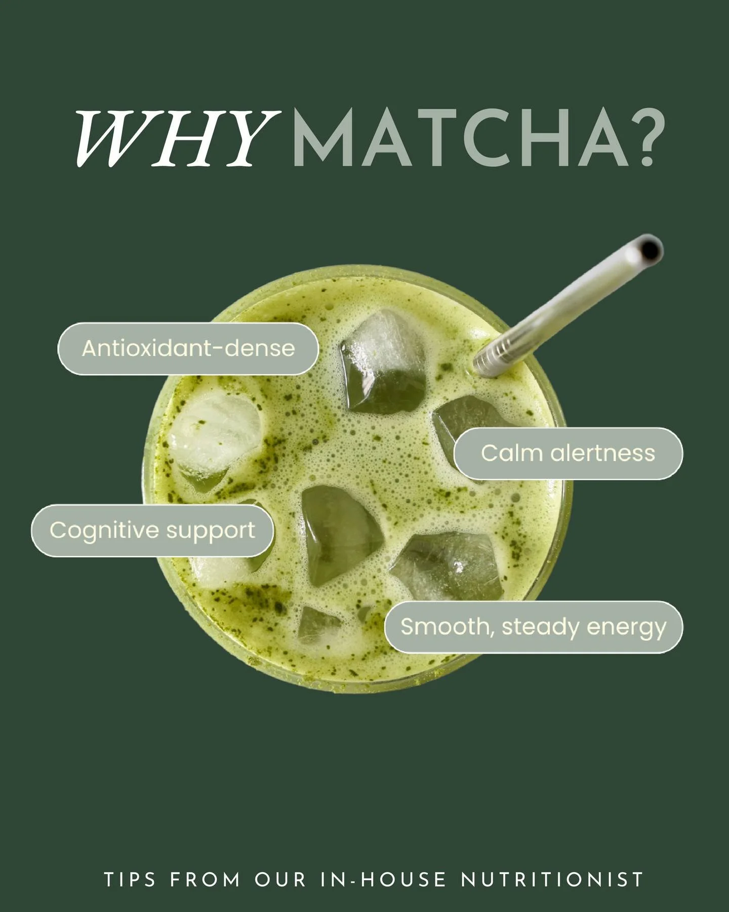 Matcha offers a concentrated source of antioxidants - particularly EGCg, which may help reduce inflammation and protect against oxidative stress (matcha delivers significantly more antioxidants than regular green tea, thanks to whole-leaf consumption