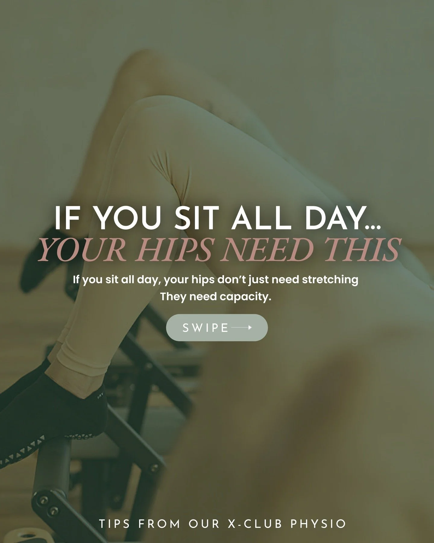 If you sit at a desk all day, your hips don&rsquo;t just need to be stretched. They need strength and exposure to extension so they can tolerate more than the chair you keep them in. 

Book a session with our physio, Grace, to help guide your hip res