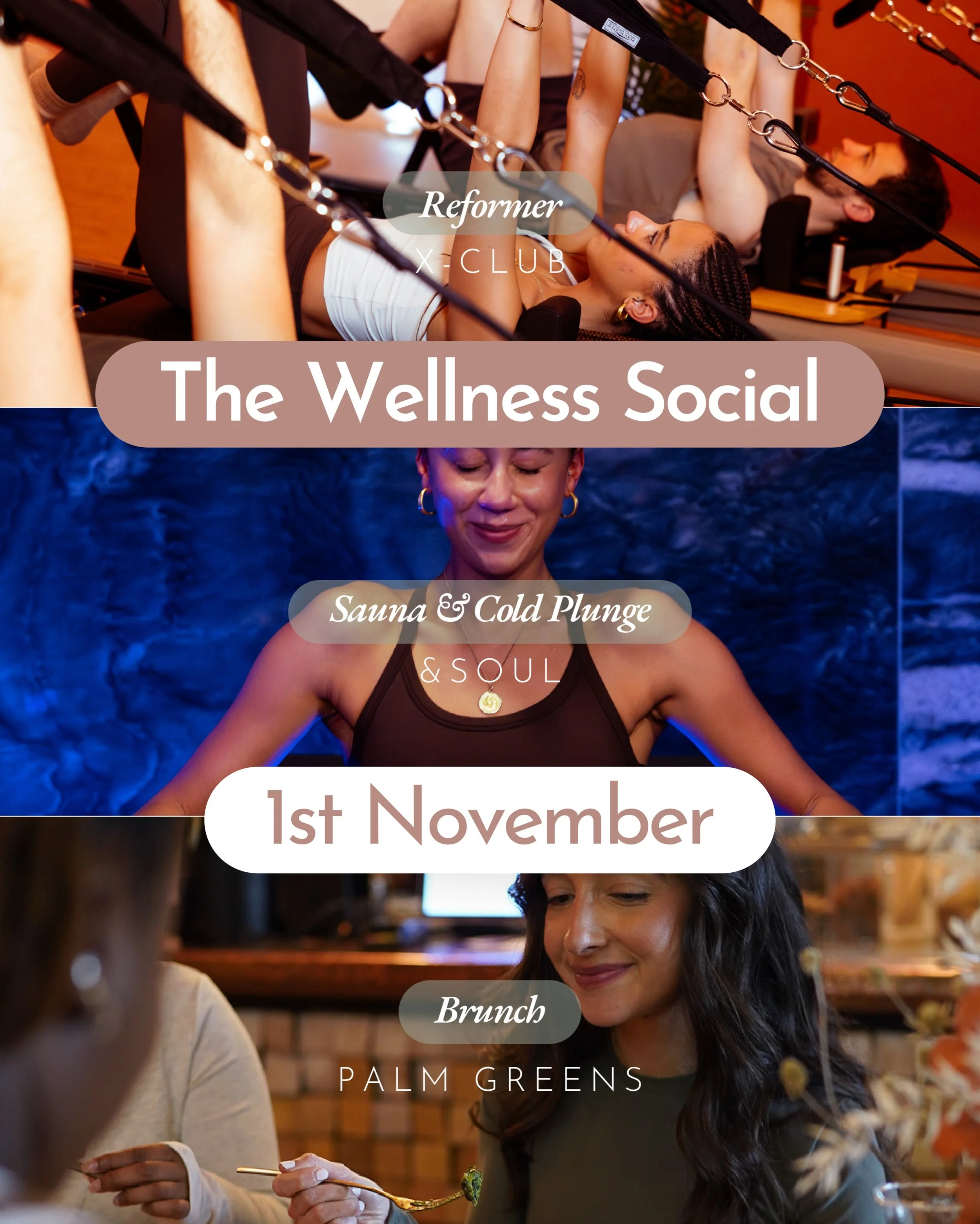 Starts your Sunday right, with The Wellness Social ✨

📍&amp;Soul Sanctuary Shoreditch 
📆 1st November
⏰ 10am

Book via the link in bio 🔗

#wellness #pilatesandbrunch #reformerpilates #sauna #brunch
